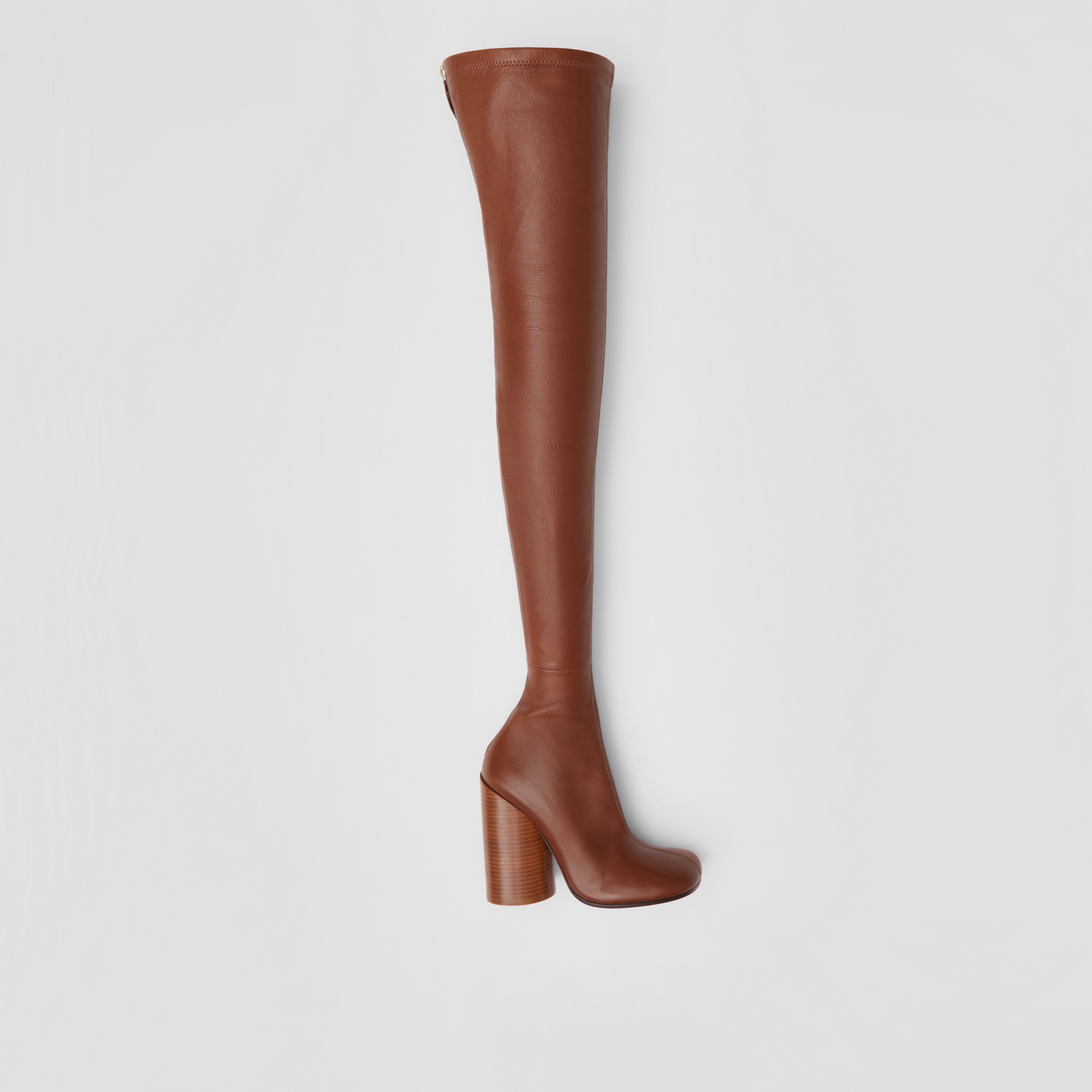 Botas estilo meia de cano alto em couro (Marrom Bétula Escuro) - Mulheres | Burberry® oficial - 1