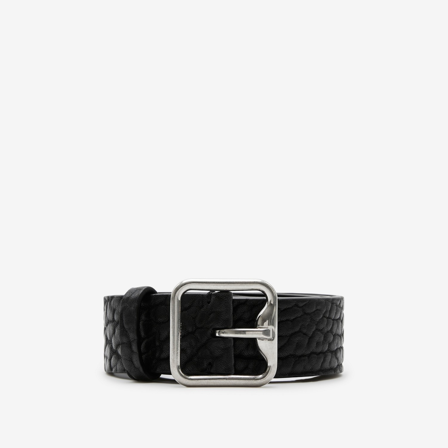 Leather B Buckle Belt in Black/silver - Men | Burberry® Official