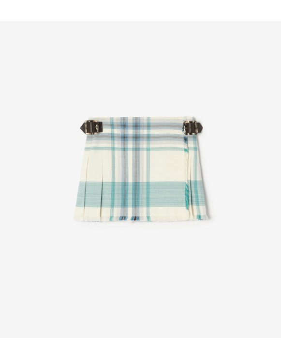 格纹粘胶纤维混纺迷你苏格兰半裙