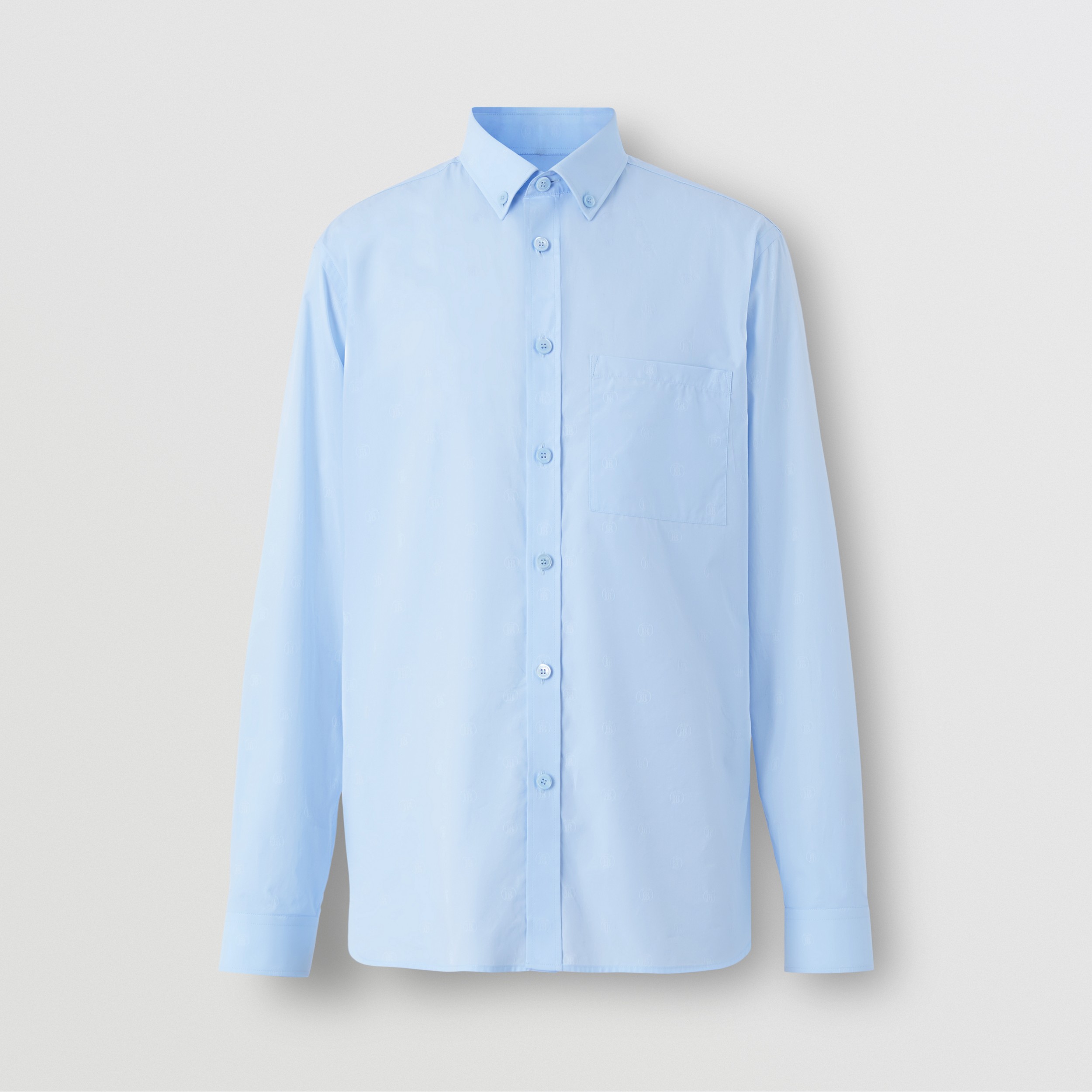 Schmal geschnittenes Baumwollpopelin-Hemd mit gesticktem Monogrammmotiv (Hellblau) - Herren | Burberry® - 4