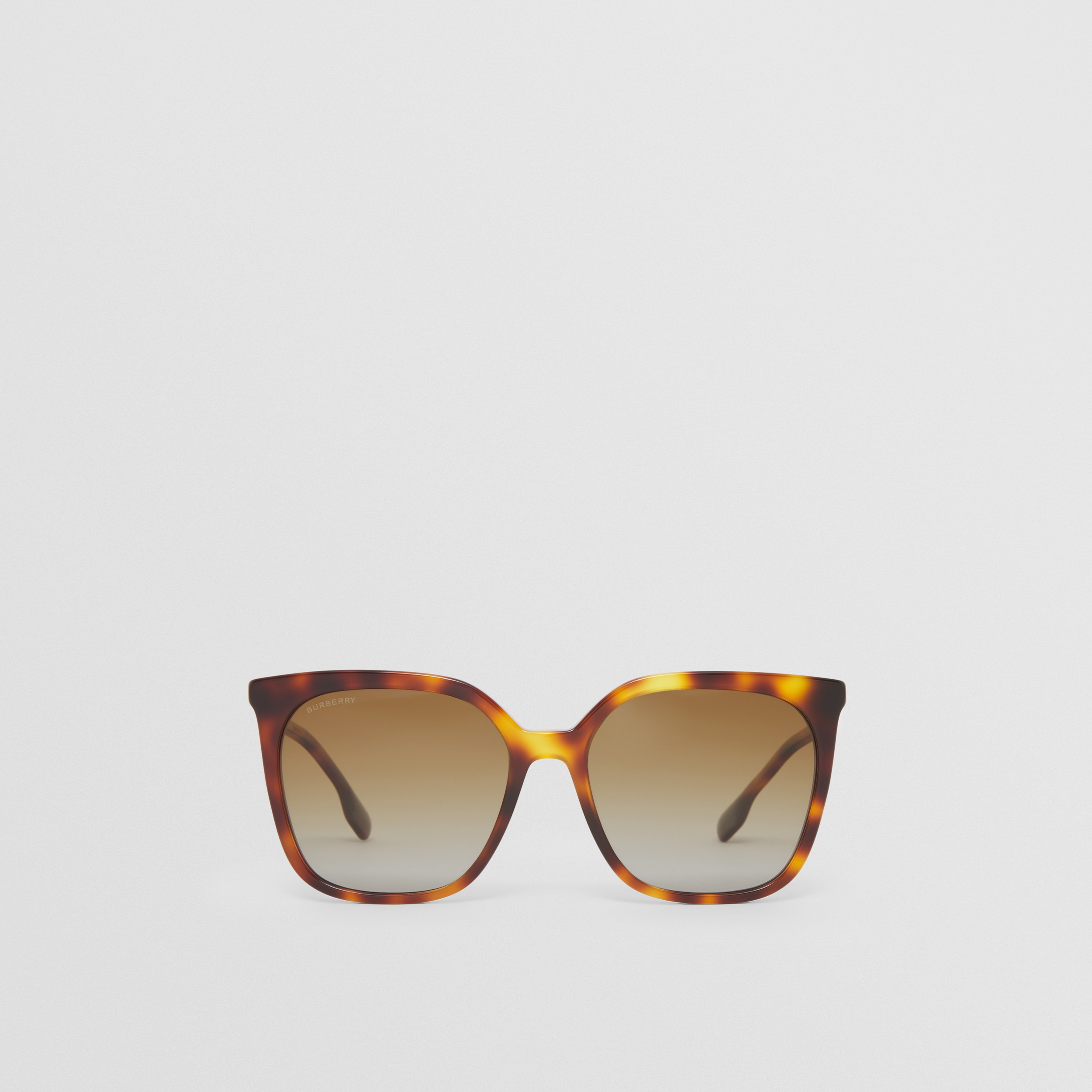 Oversize-Sonnenbrille mit eckigem Gestell und Streifendetail (Dunkles Schildpatt-bernsteinfarben) - Damen | Burberry® - 1
