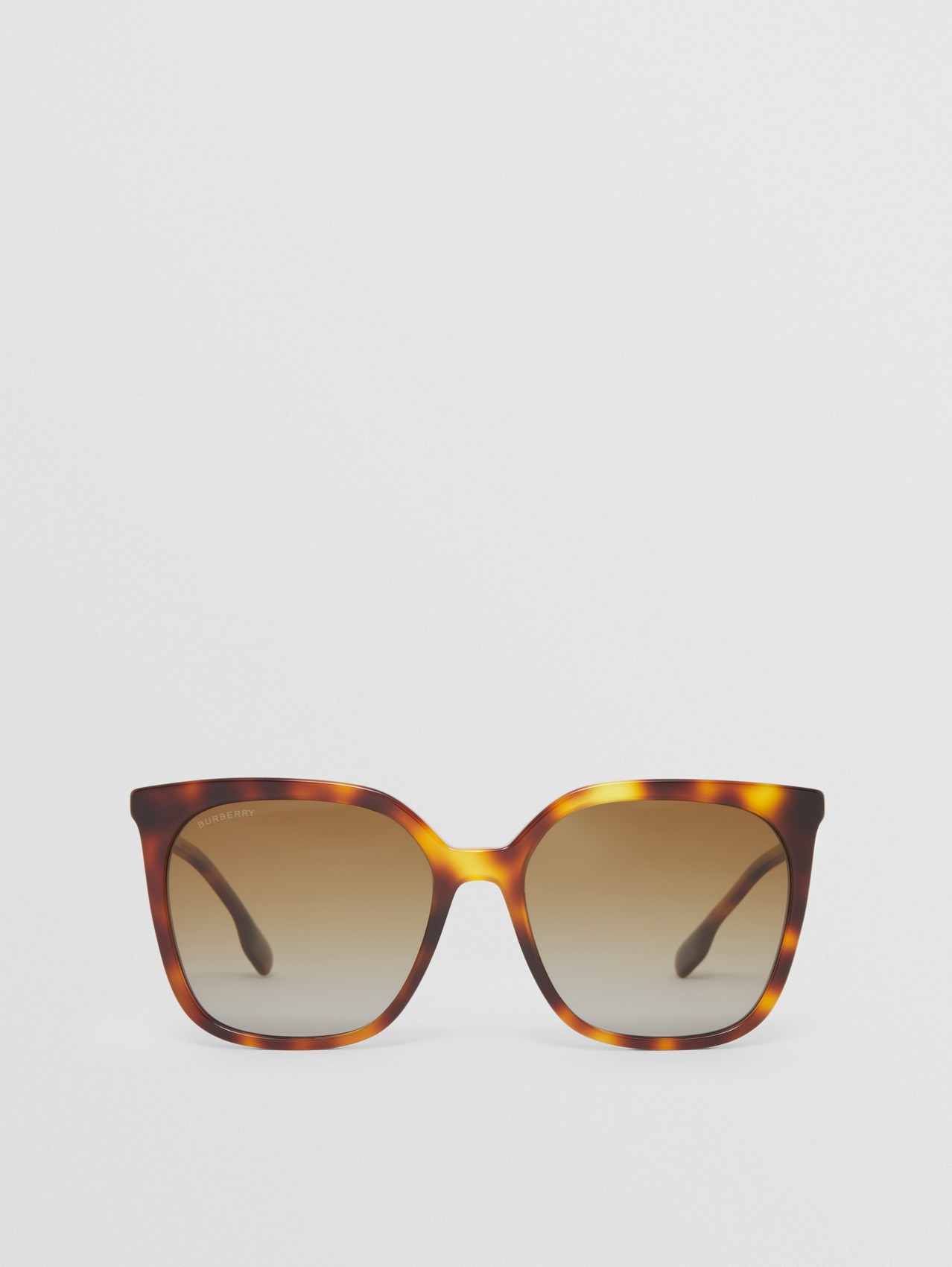 Icon Stripe Detail Oversized Square Frame Sunglasses in Dark Tortoiseshell Amber