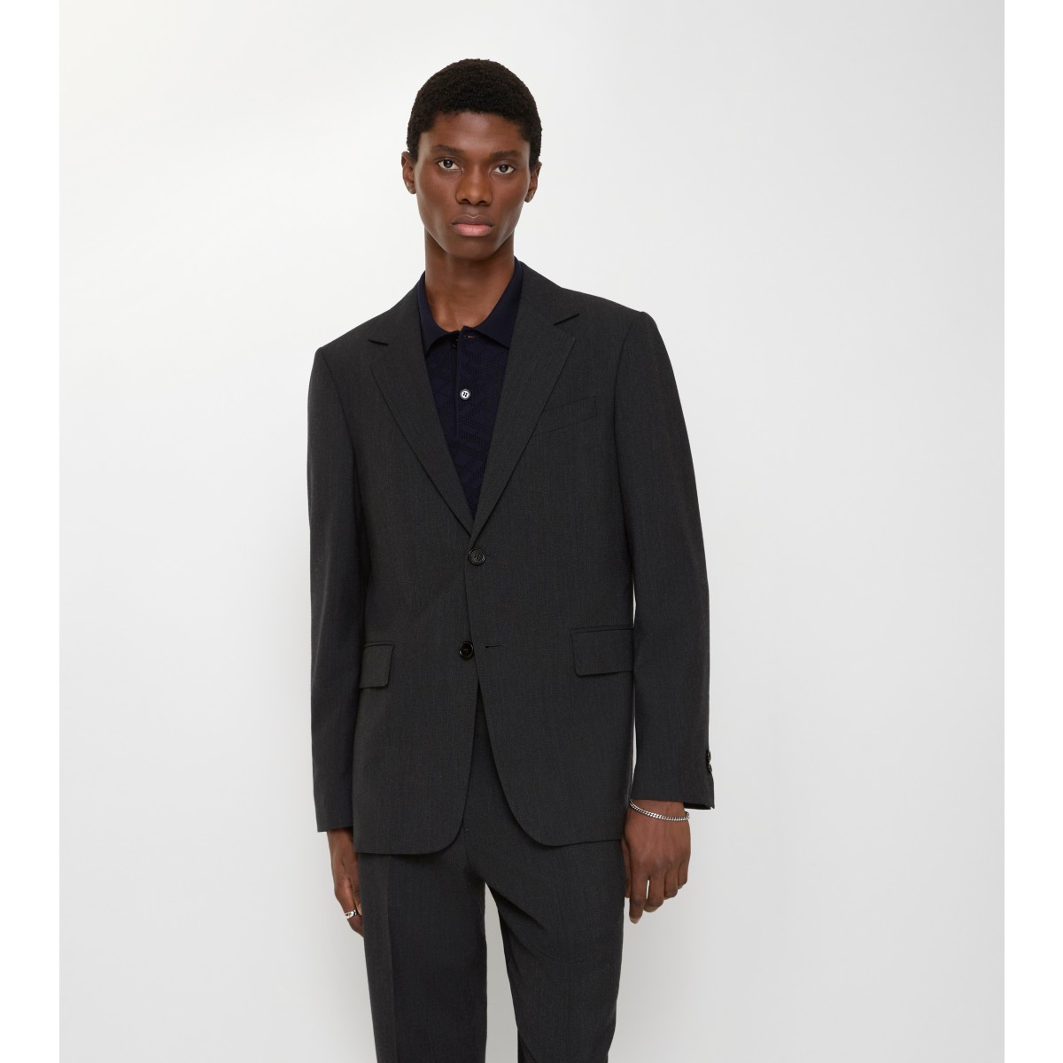  Check Wool Blend Tailored Jacket