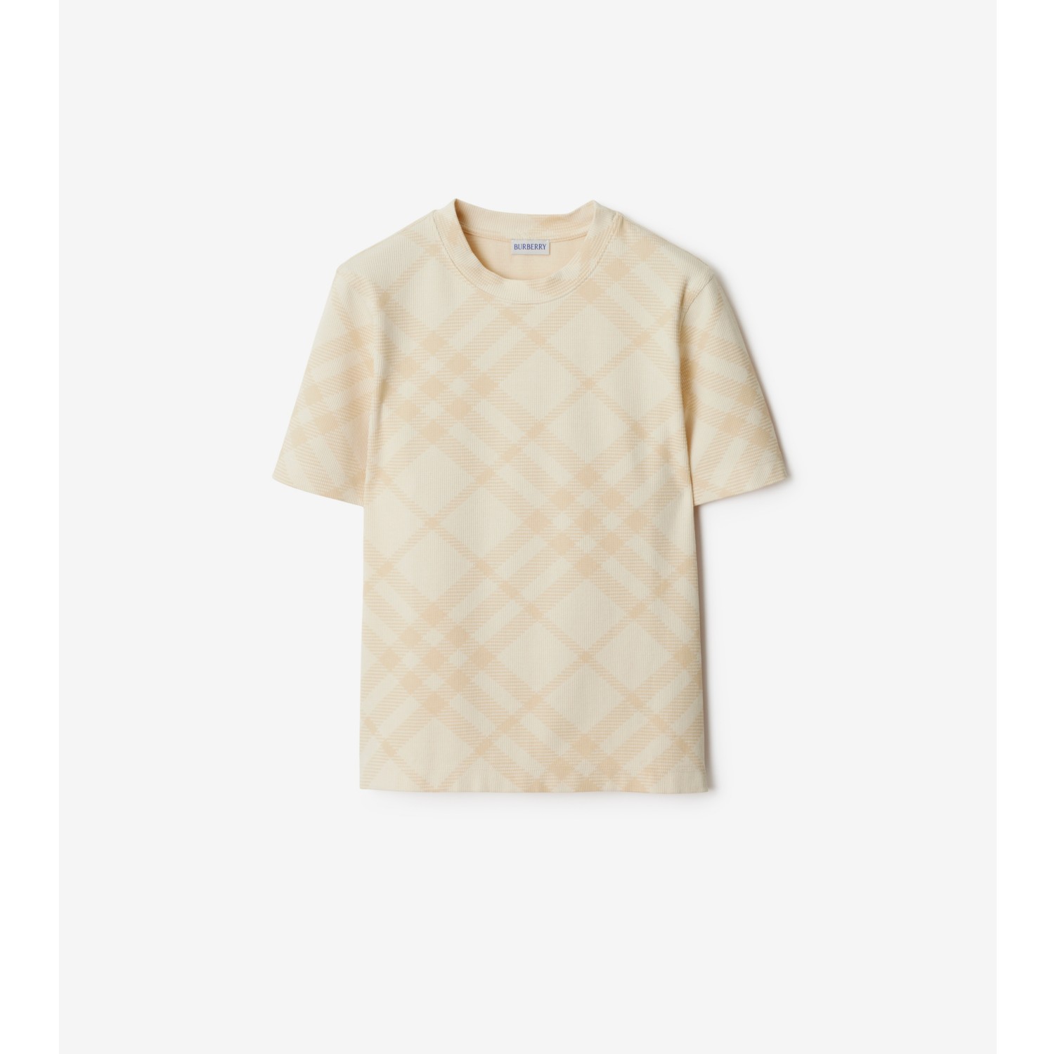 Check Stretch Cotton Blend T-shirt