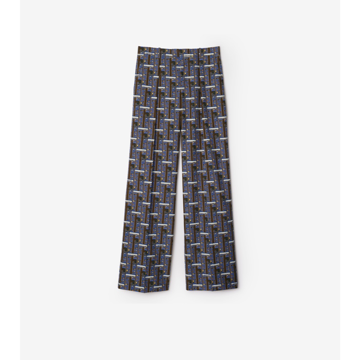 Burberry Bus Silk Straight-leg Trousers In Knight