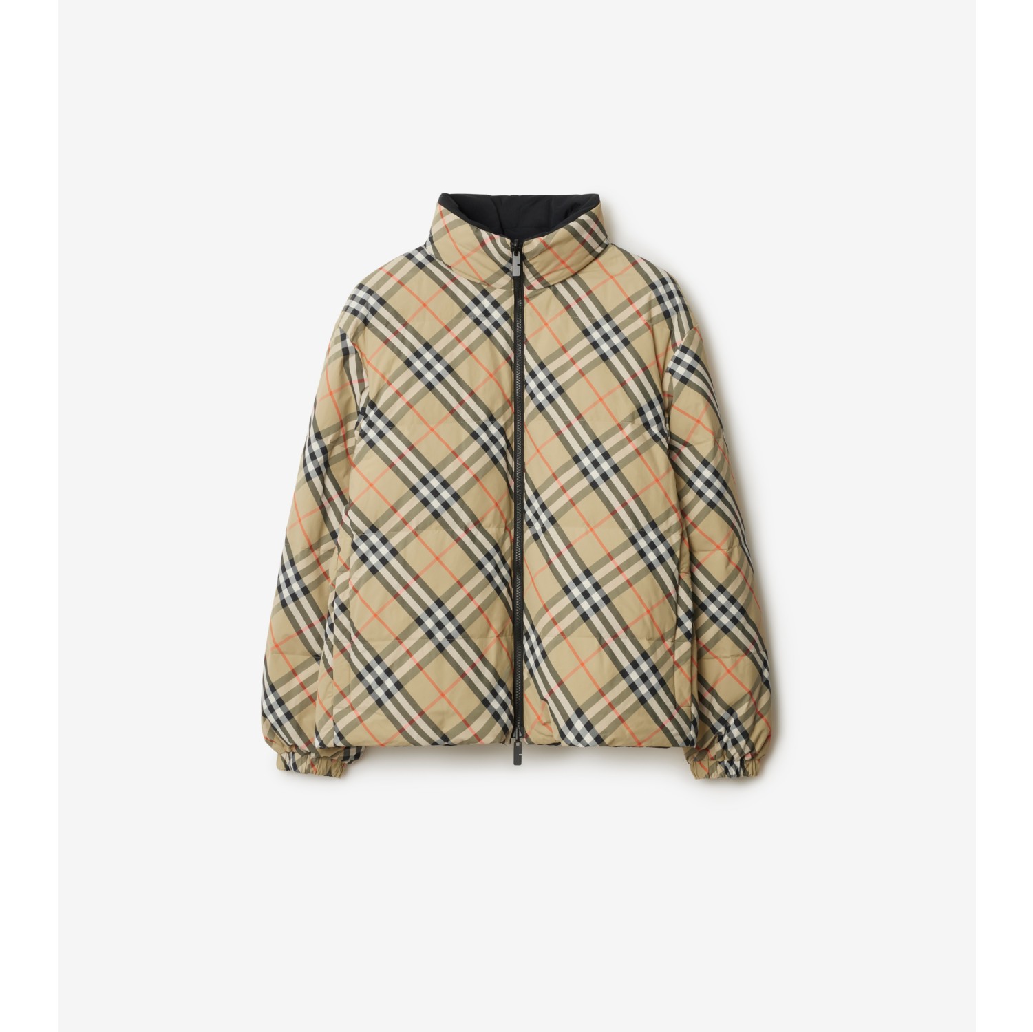 Reversible Check Nylon Puffer Jacket