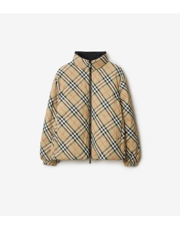 Reversible Check Nylon Snowdon Puffer Jacket