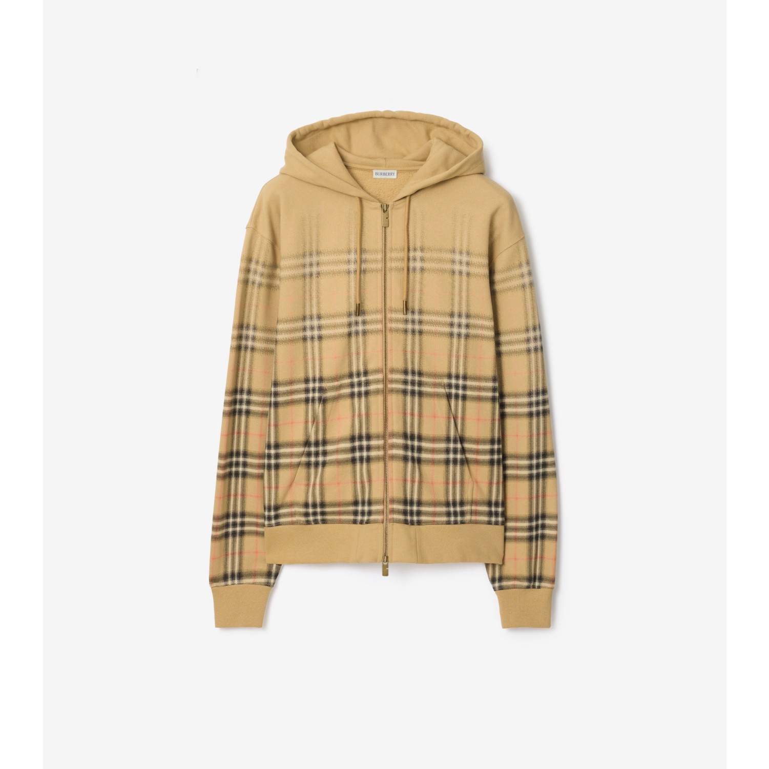 Gradient Check Cotton Zip Hoodie
