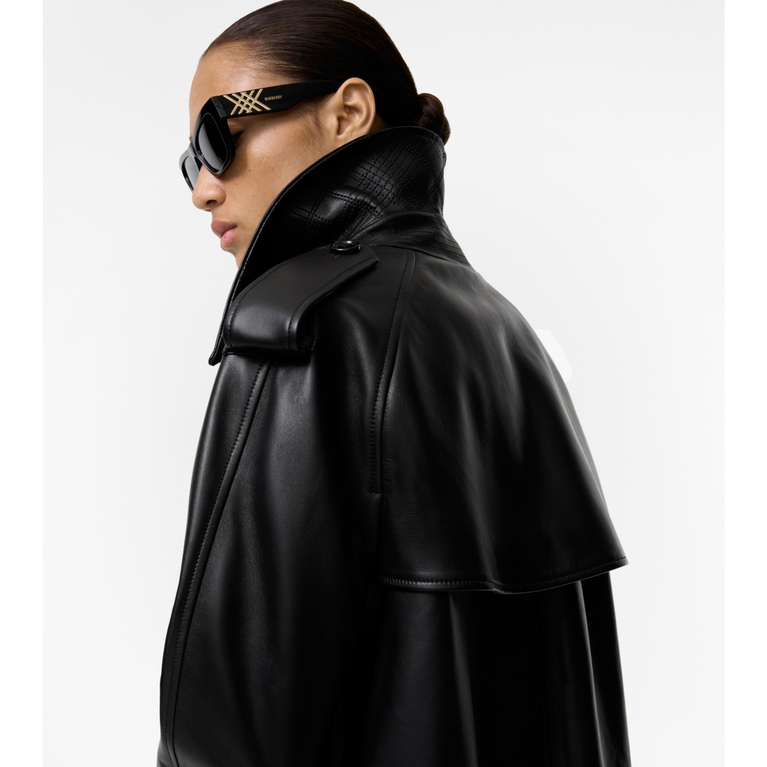 Cropped Leather Mayfair Trench Jacket in Black - Women | Burberry® Official