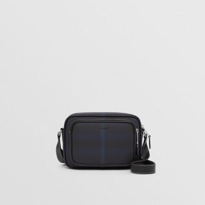 Exaggerated Check and Leather Crossbody Bag