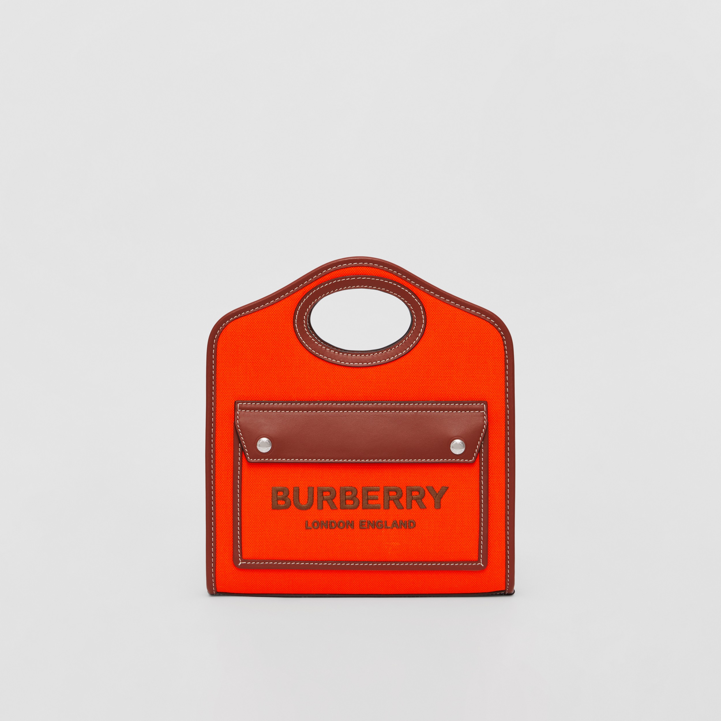 Mini sac Pocket en toile et cuir bicolore (Orange/hâle) - Femme | Site officiel Burberry® - 1