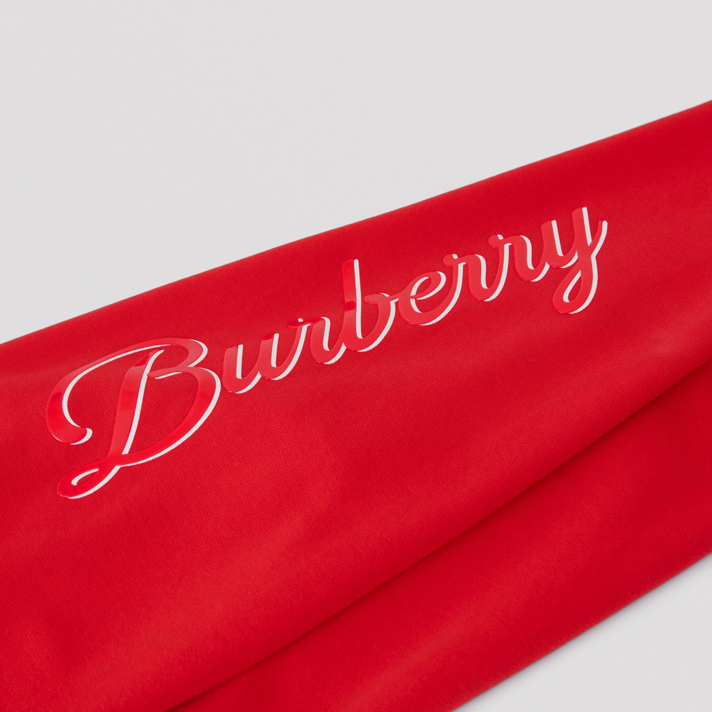 Logo Script Print Cotton Jogging Pants in Bright Red | Burberry® Official - 2