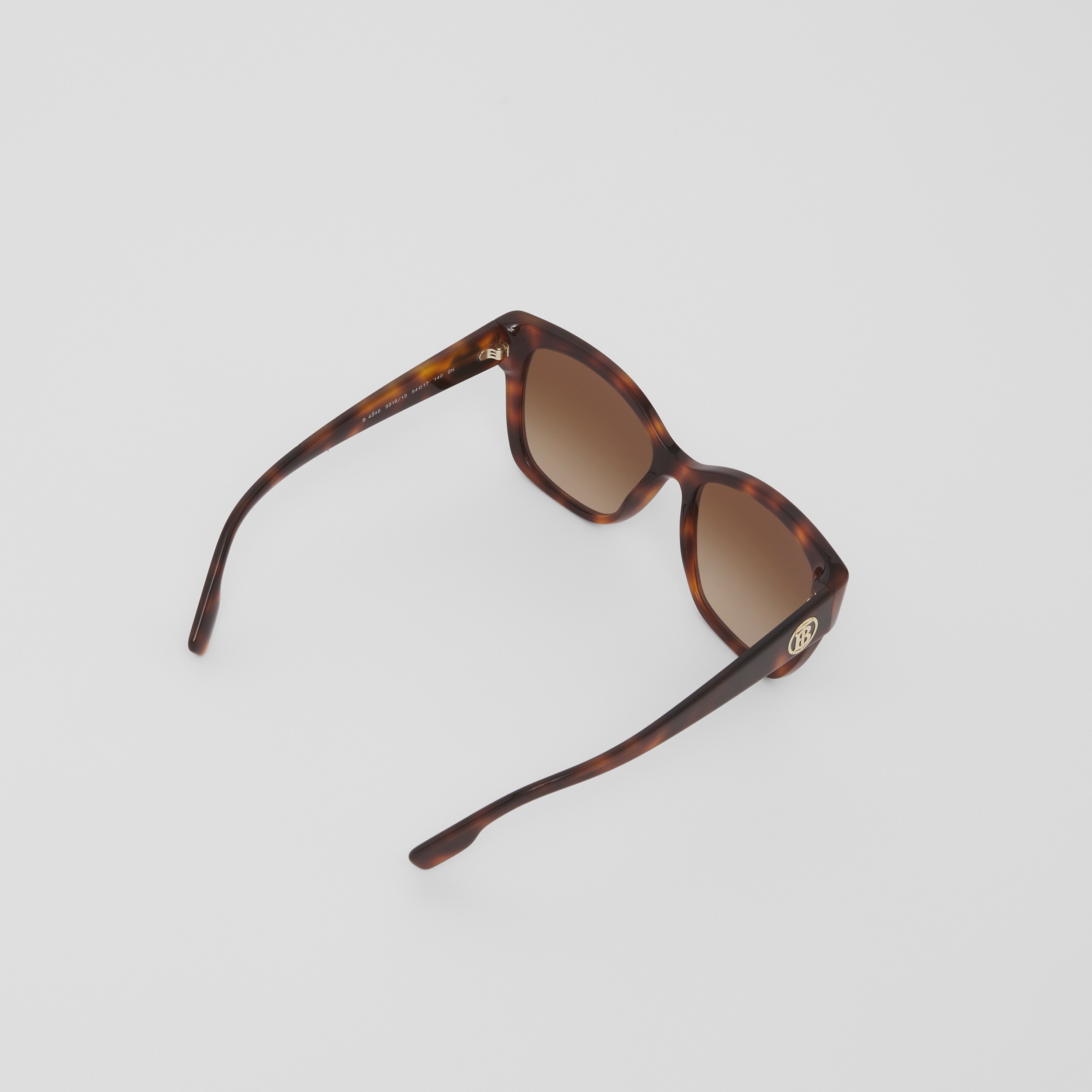 Monogram Motif Square Frame Sunglasses in Dark Tortoise Amber - Women | Burberry® Official - 4