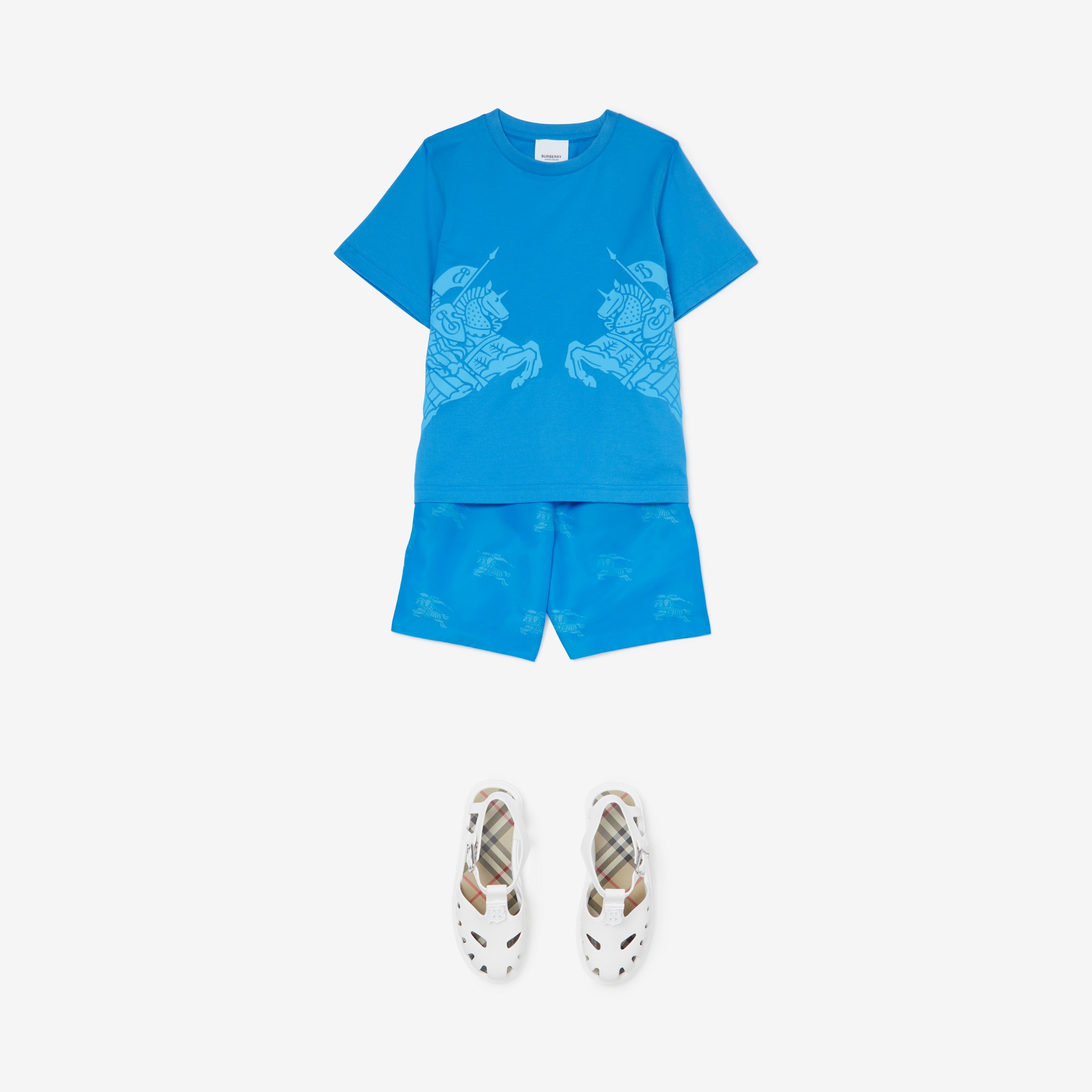 Short de bain avec emblème du Cavalier (Bleu Azur Vif) | Site officiel Burberry® - 3