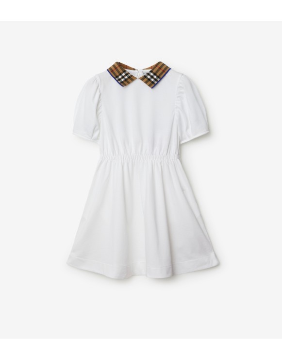 Check Collar Cotton Polo Shirt Dress