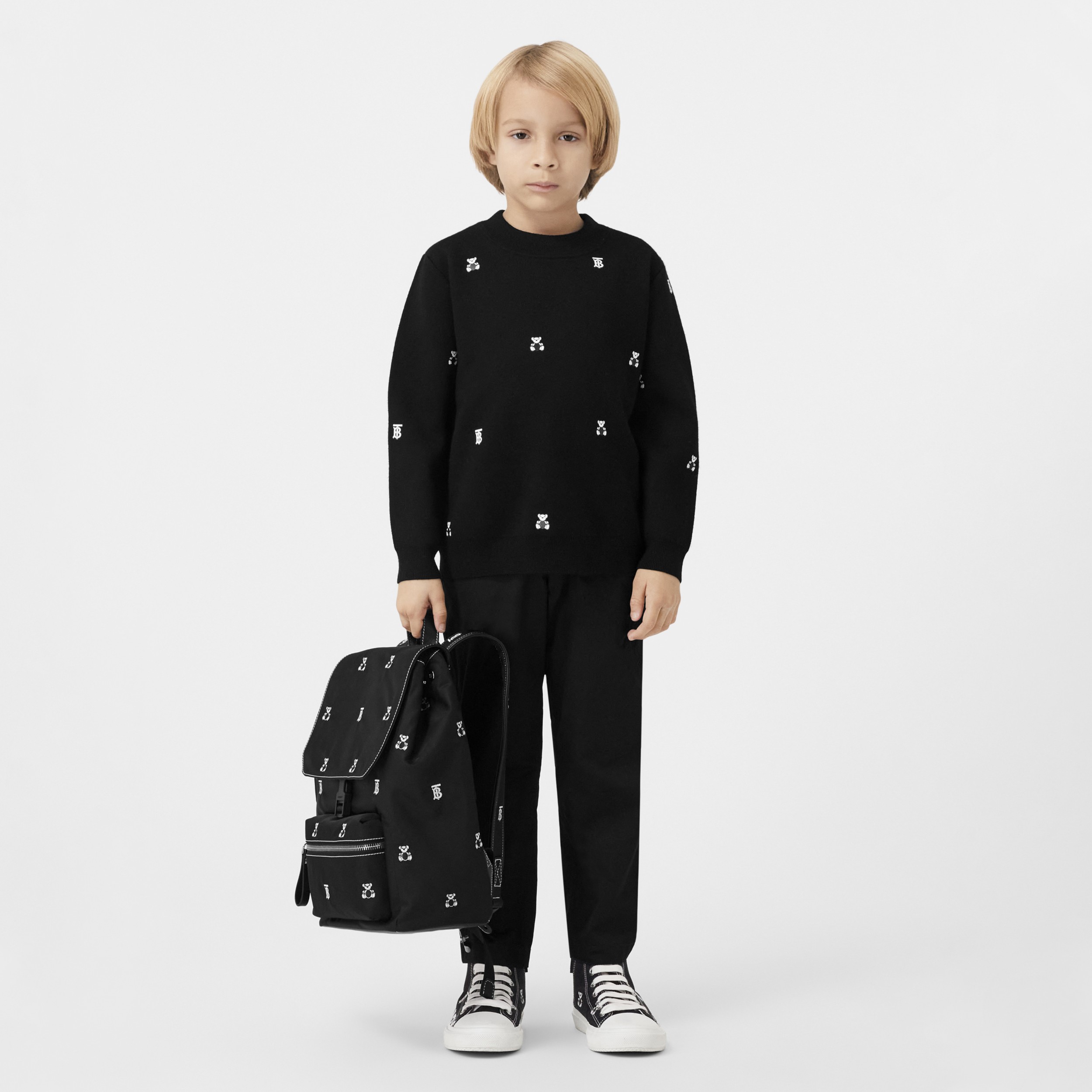 Thomas Bear Print Wool Blend Sweater in Black | Burberry® Official - 4