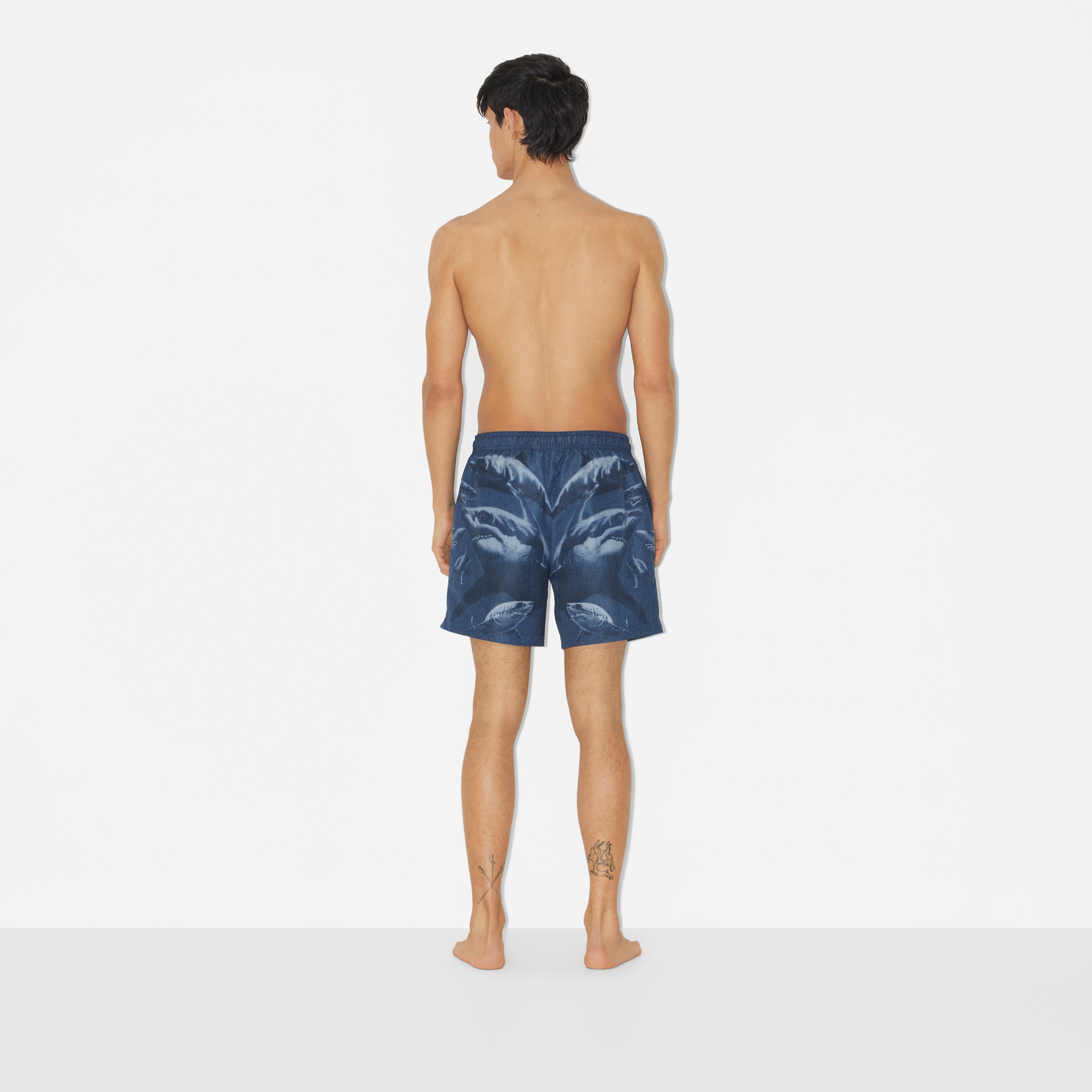 Shark Print Swim Shorts in Blue - Men | Burberry® Official - 4