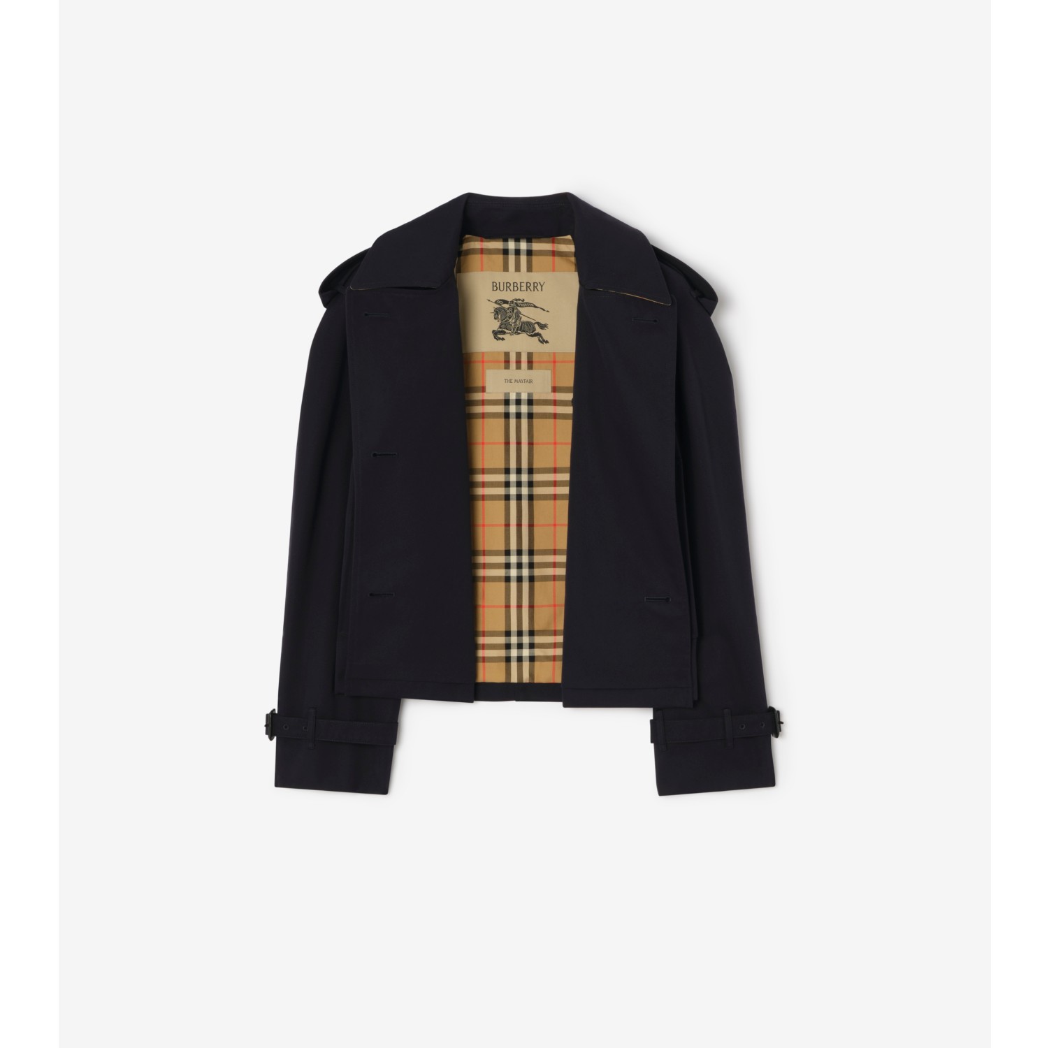 BURBERRY アウター Cropped Gabardine Mayfair Trench Jacket in Coal blue - Women