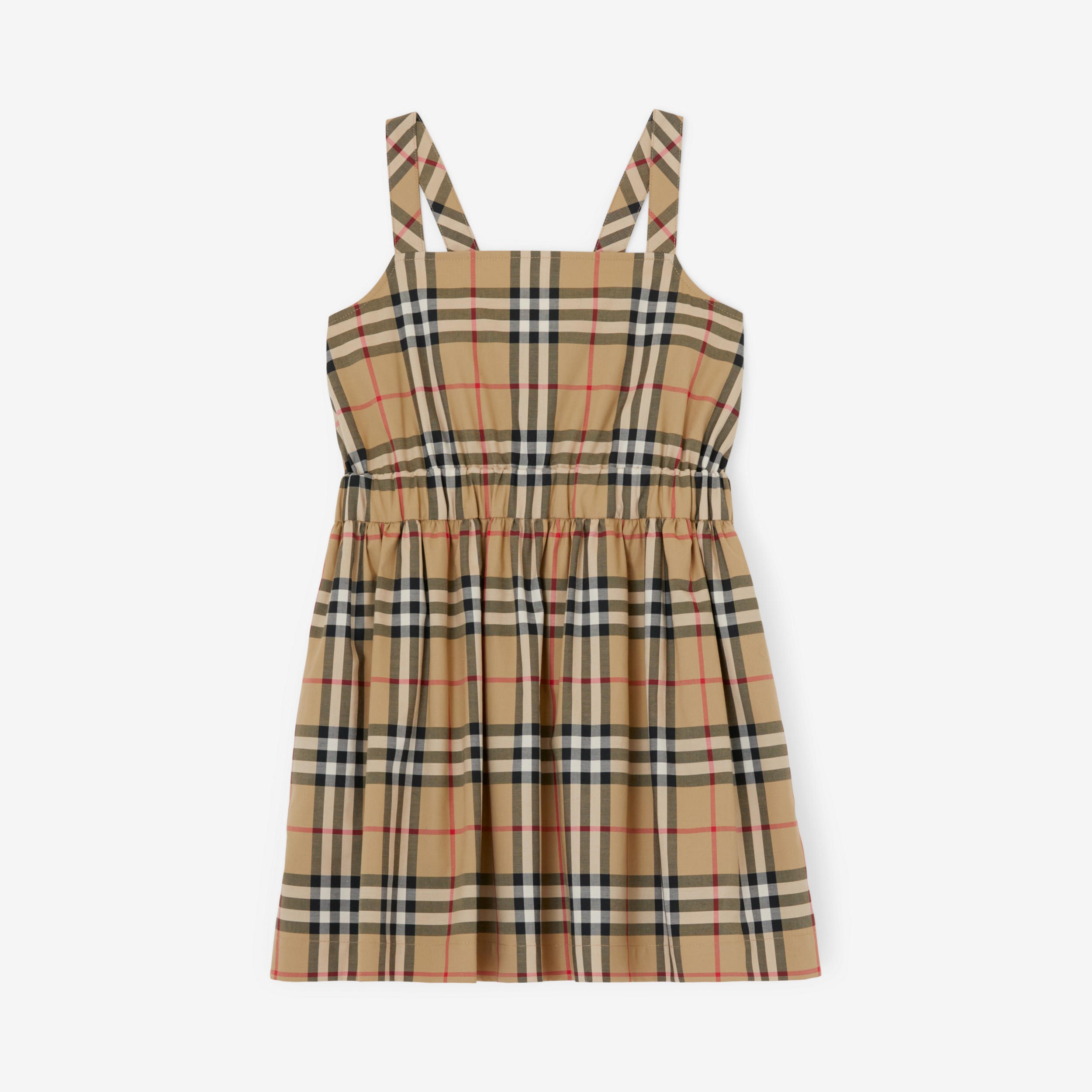 Vintage Check Stretch Cotton Dress in Archive Beige | Burberry® Official - 1