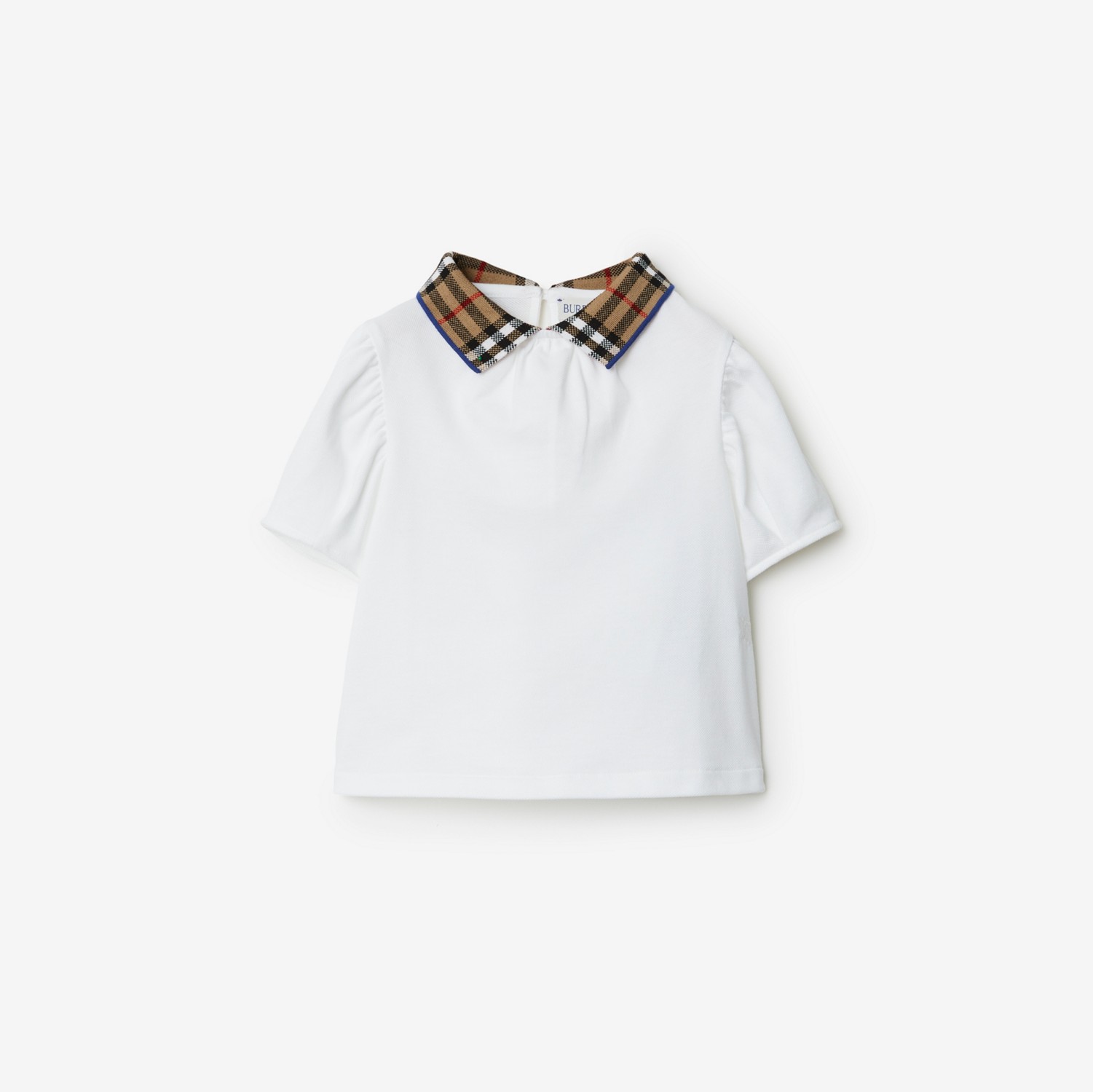 Check Collar Cotton Polo Shirt in White - Children | Burberry® Official