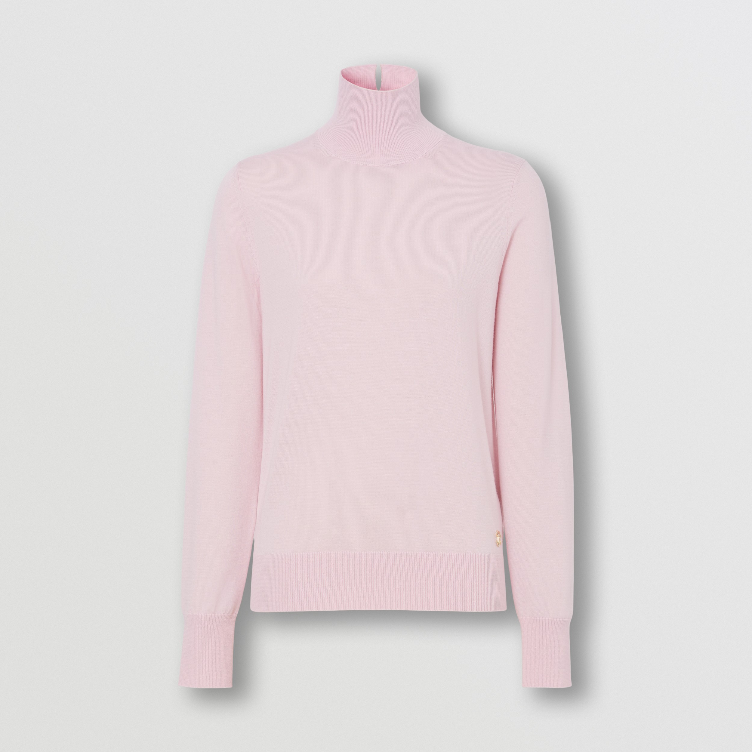 Monogram Motif Wool Silk Blend Turtleneck Sweater in Pale Candy Pink - Women | Burberry® Official - 4
