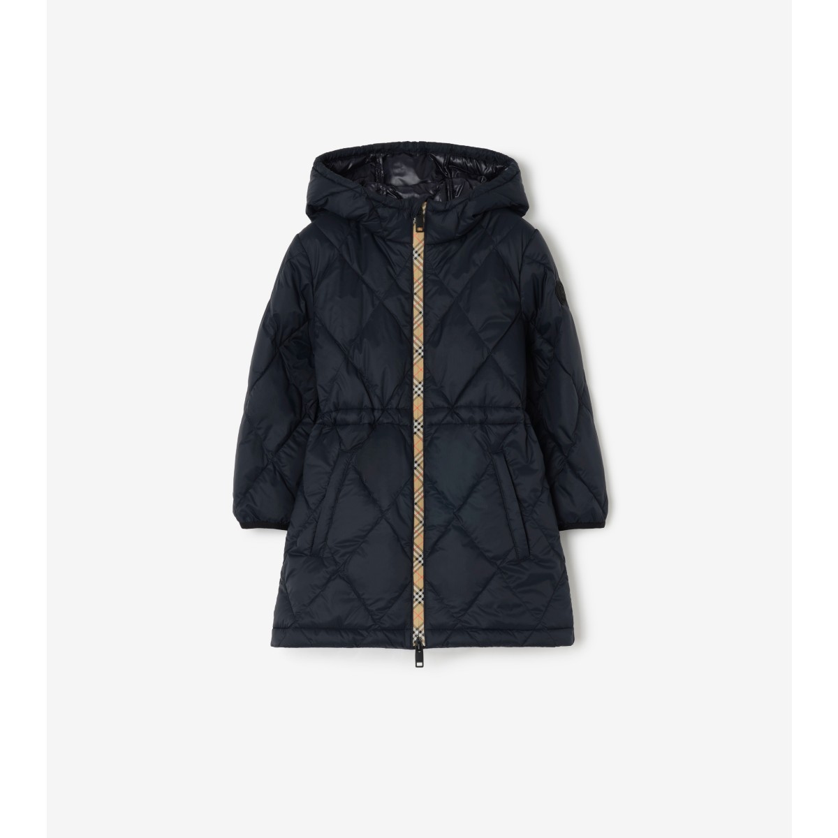  Check er-tape Quilted Nylon Hooded Coat