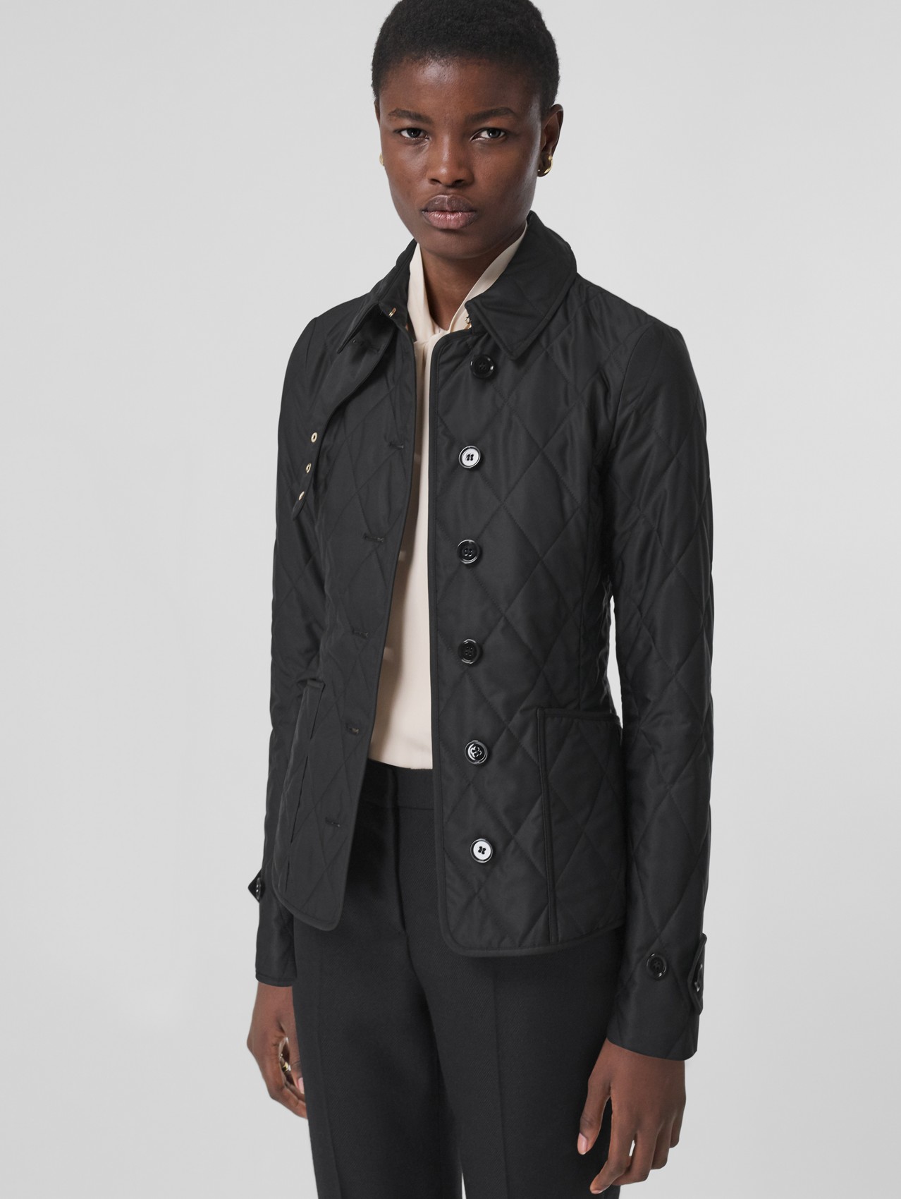 Diamond Quilted Thermoregulated Jacket in Black