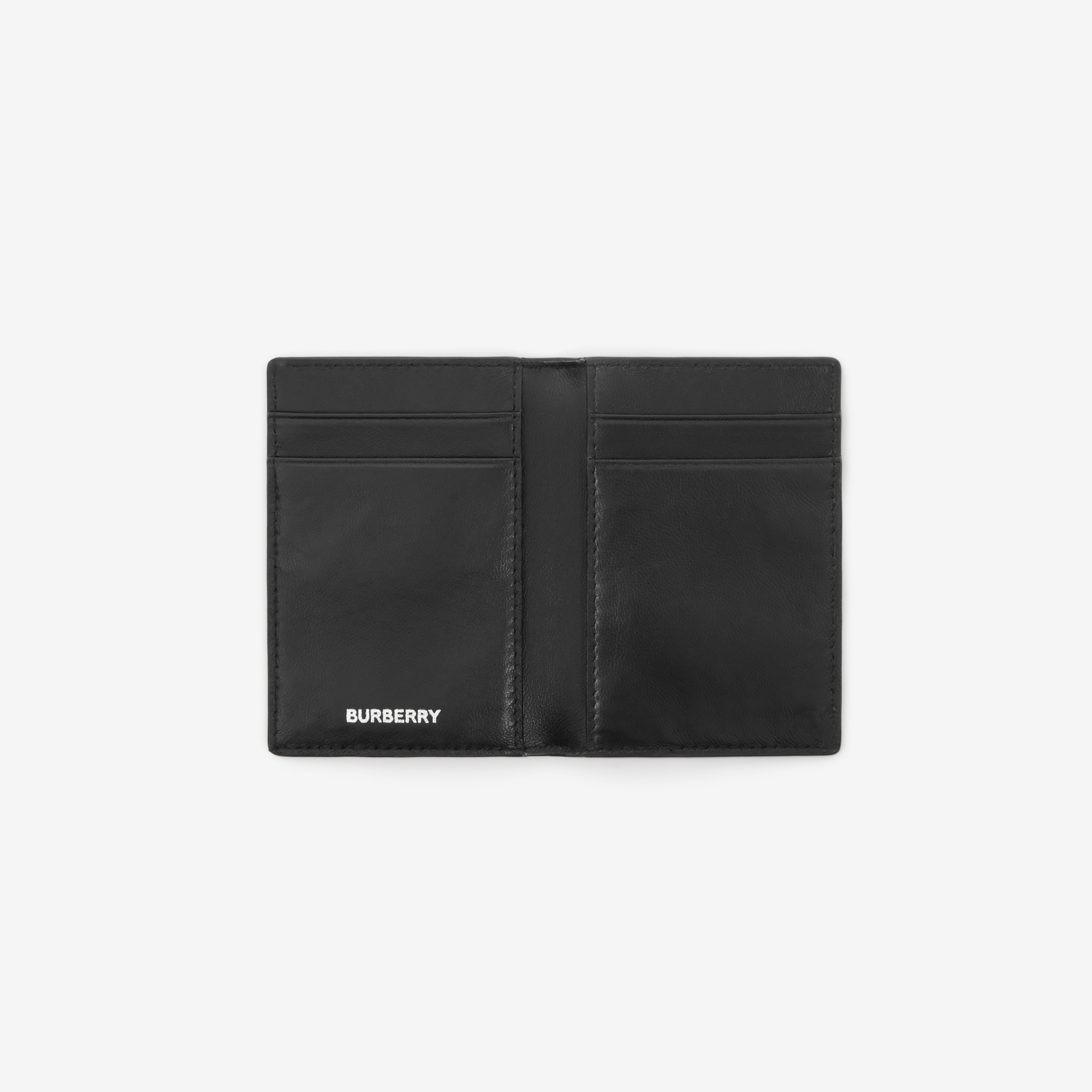Charcoal Check and Leather Folding Card Case in Grey Men Burberry