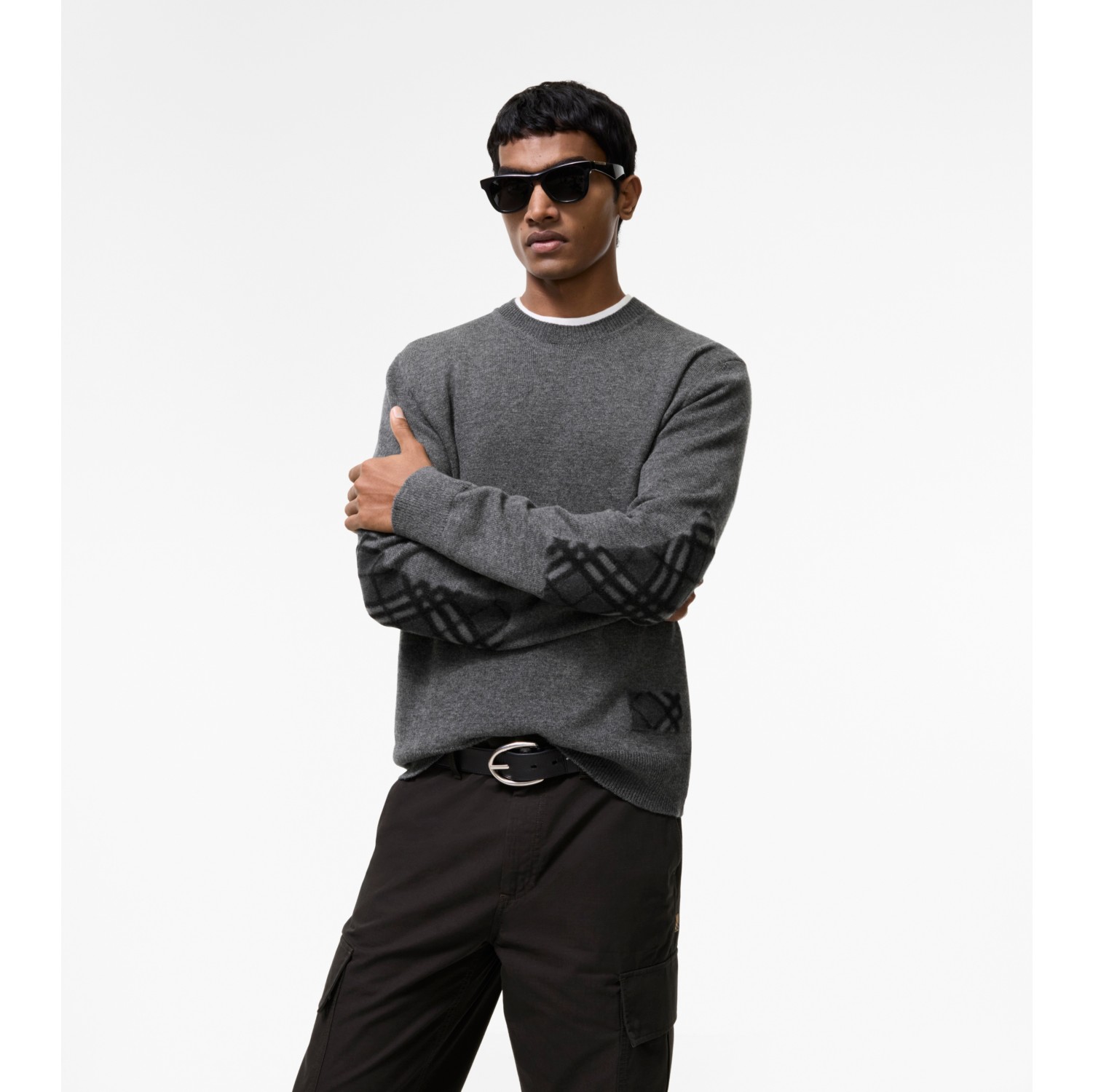 Check Patch Wool Sweater