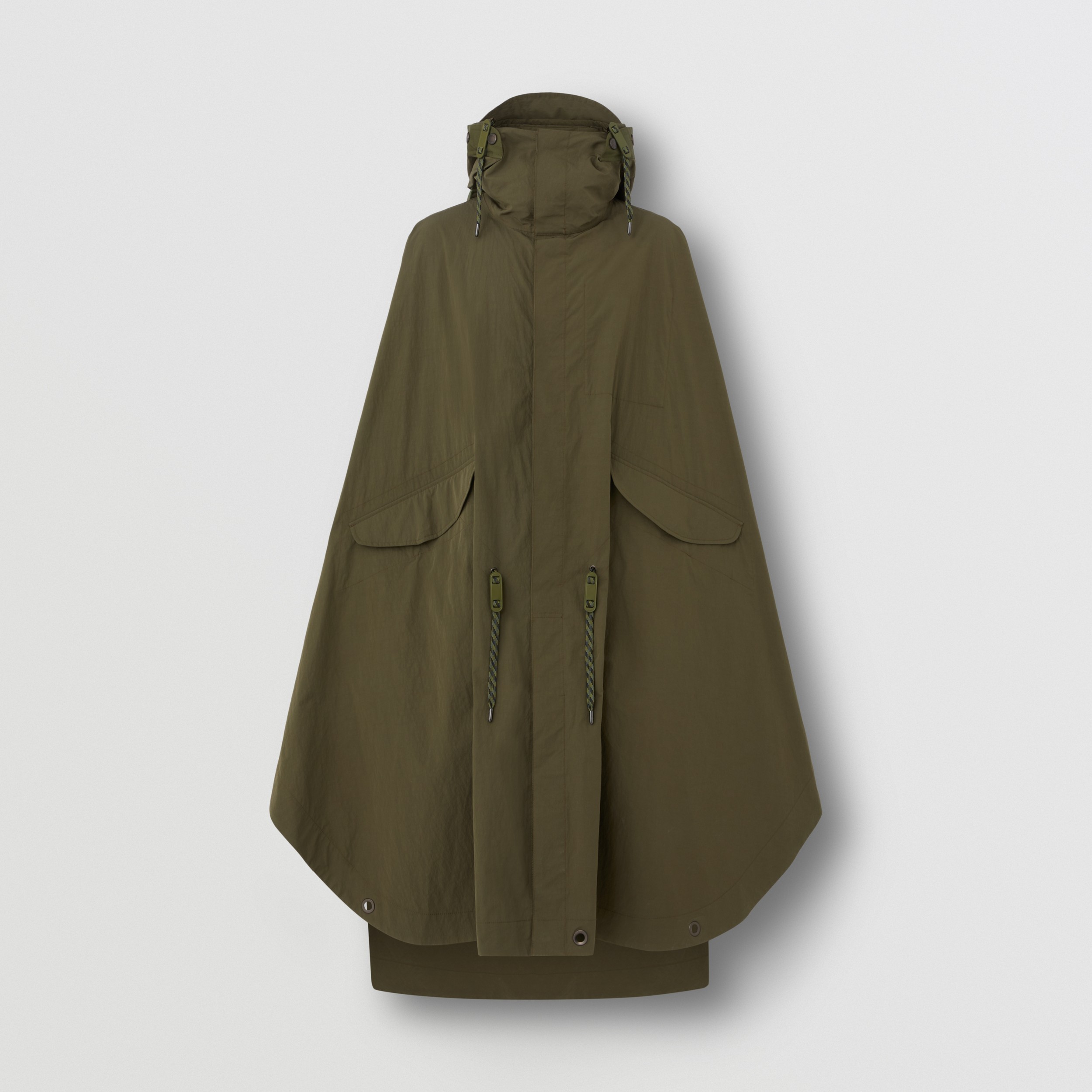 Packaway Technical Cotton Hooded Cape in Dark Olive - Men | Burberry®  Official