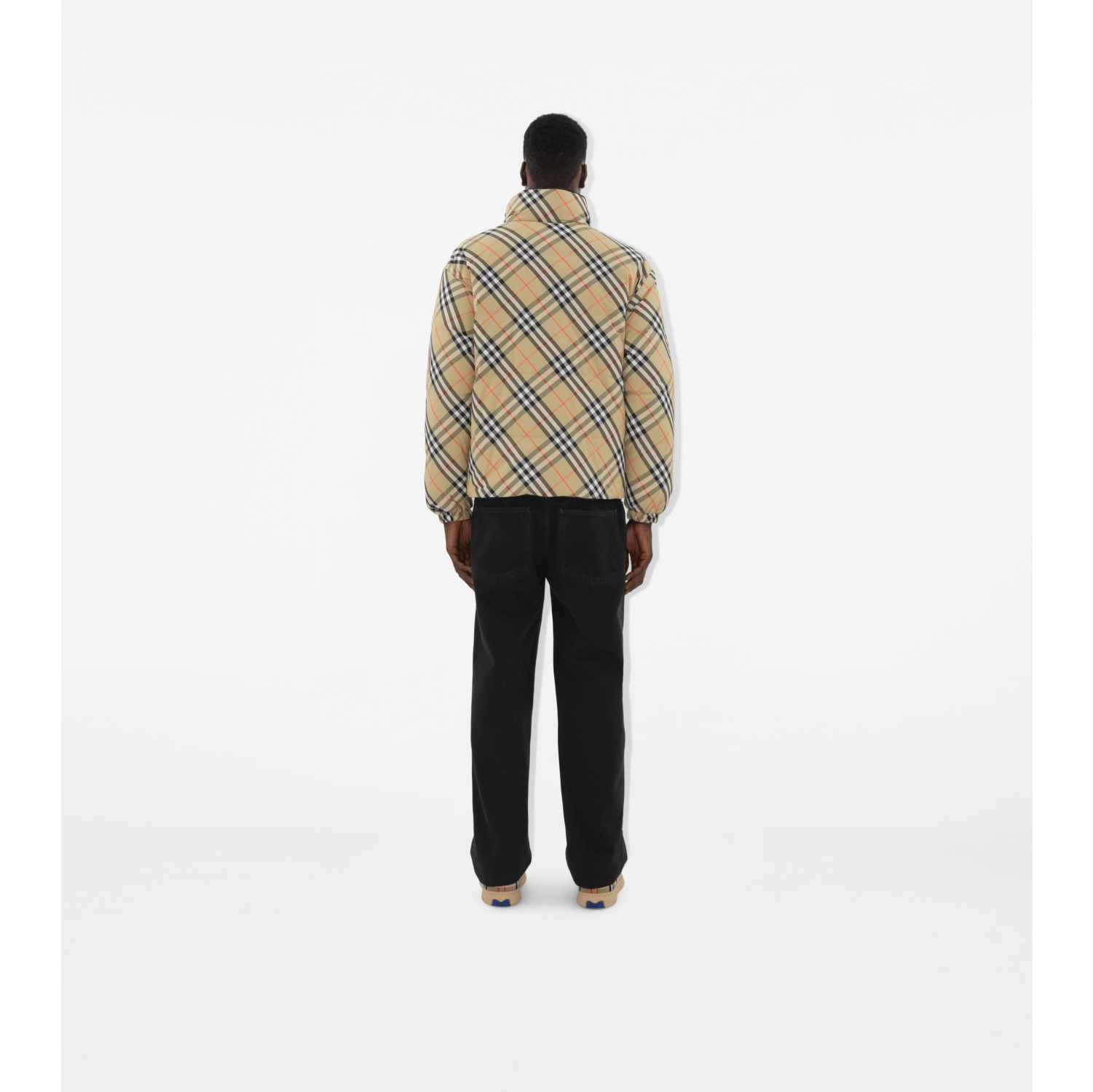 Reversible Check Nylon Snowdon Puffer Jacket in Sand - Men | Burberry ...