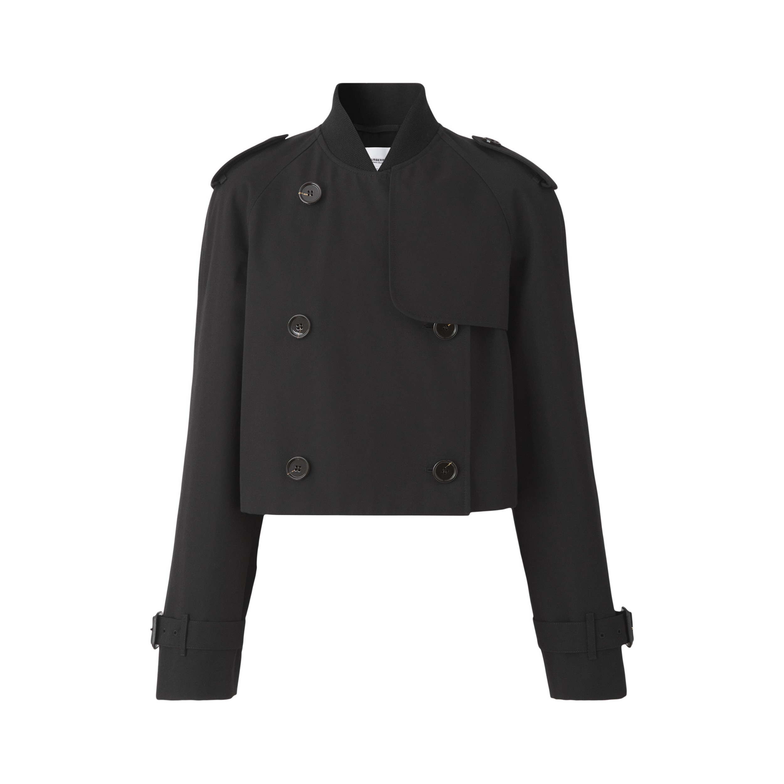 Cotton Gabardine Cropped Trench Coat in Black - Women | Burberry® Official - 4