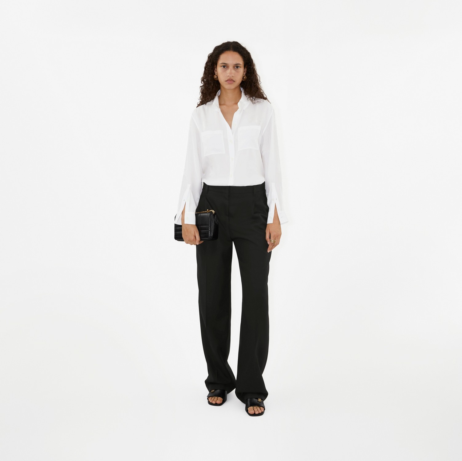 Camisa en seda con EKD (Blanco Óptico) - Mujer | Burberry® oficial