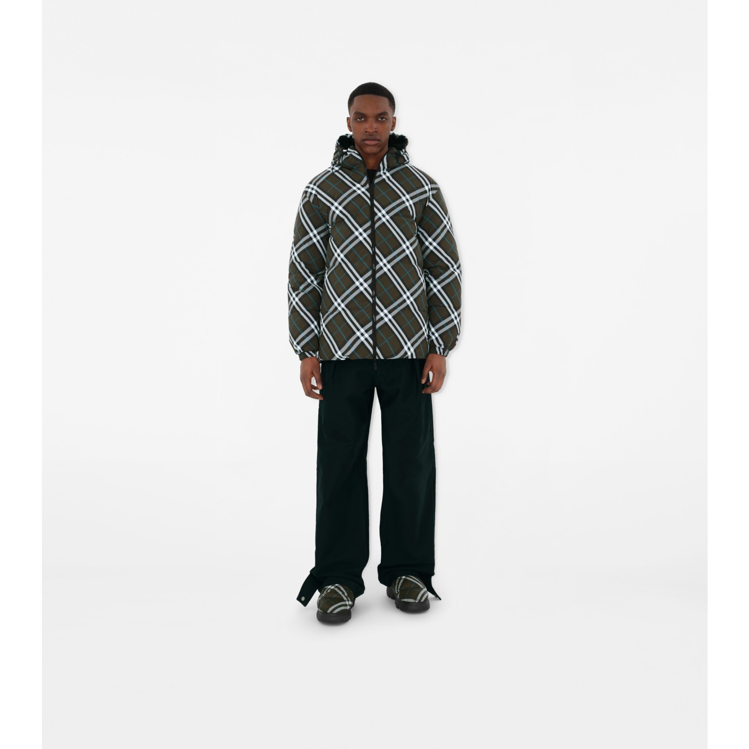 Reversible Check Nylon Puffer Jacket