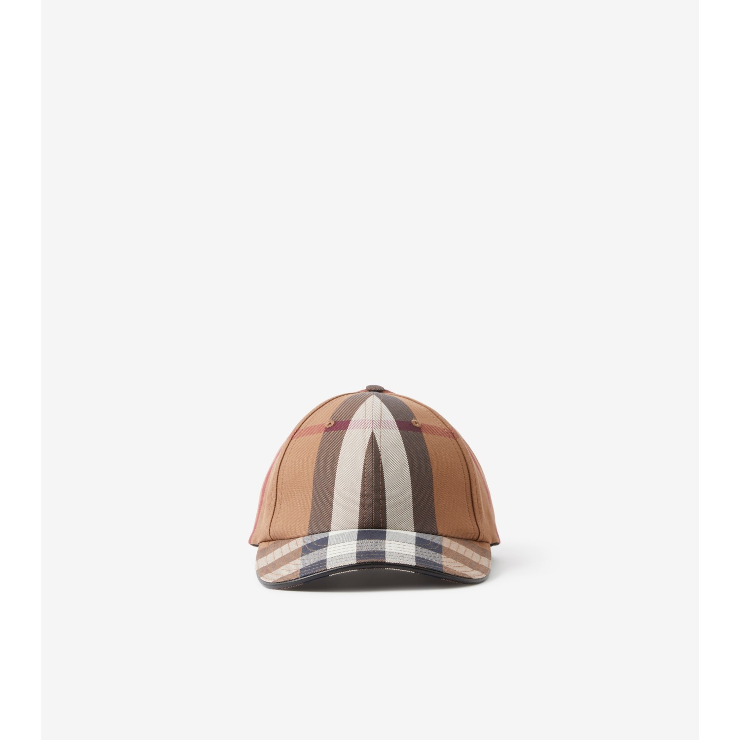 Logo Detail Exaggerated Check Cotton Baseball Cap in Birch brown Men Burberry Official