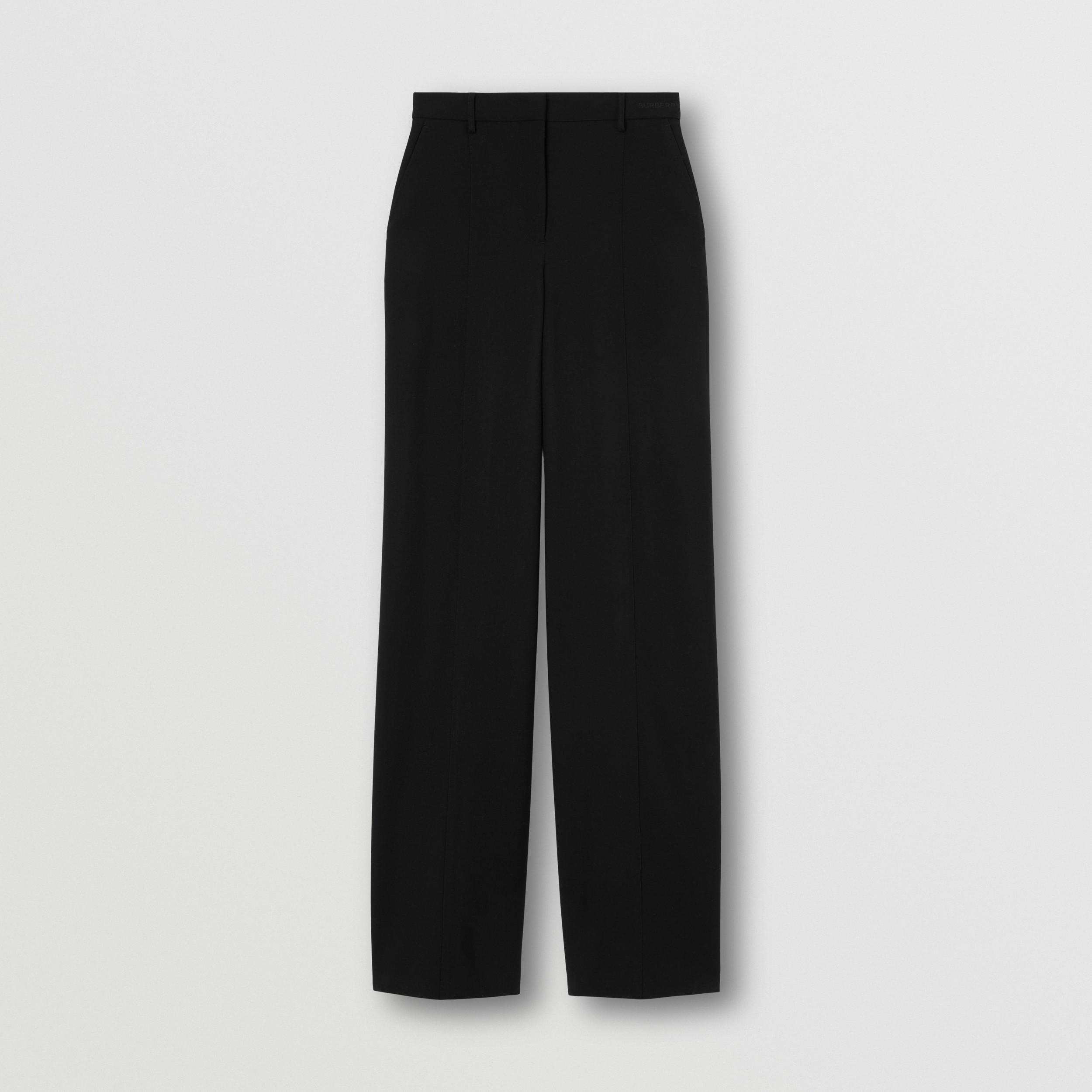 Custom Fit Embroidered Logo Wool Tailored Trousers in Black - Women | Burberry® Official - 3
