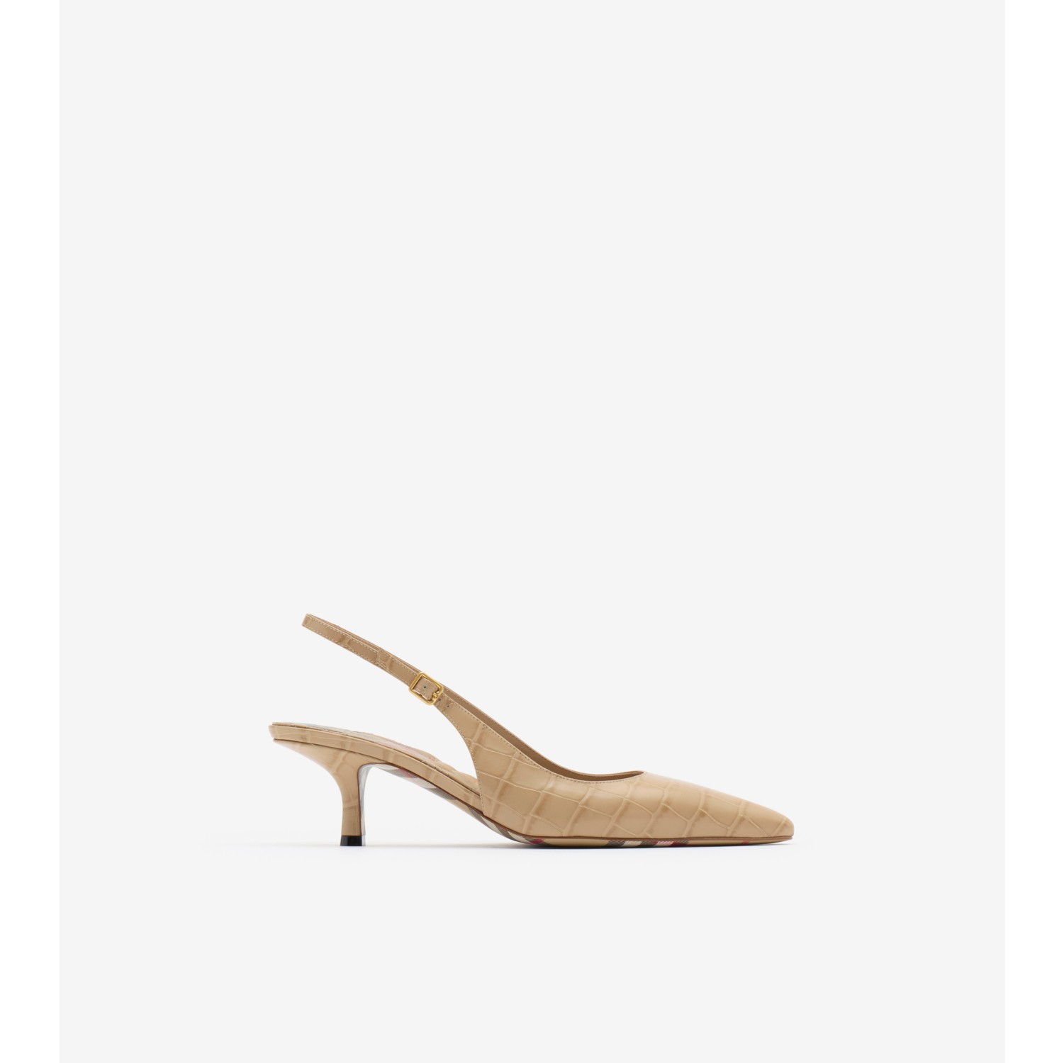Crocodile-effect Leather Dame Slingback Pumps