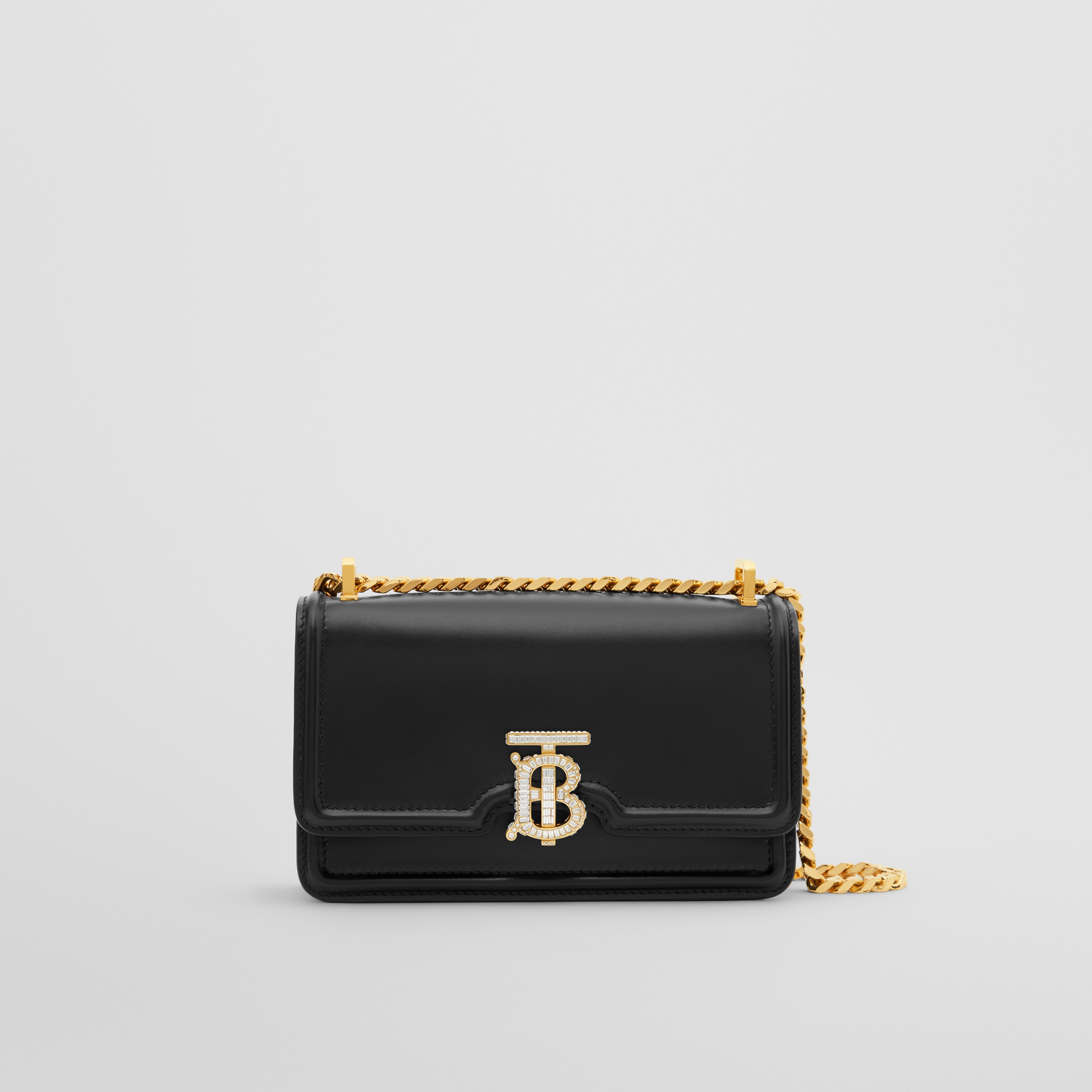 Crystal Monogram Motif Leather Mini Chain TB Bag in Black - Women | Burberry® Official - 1