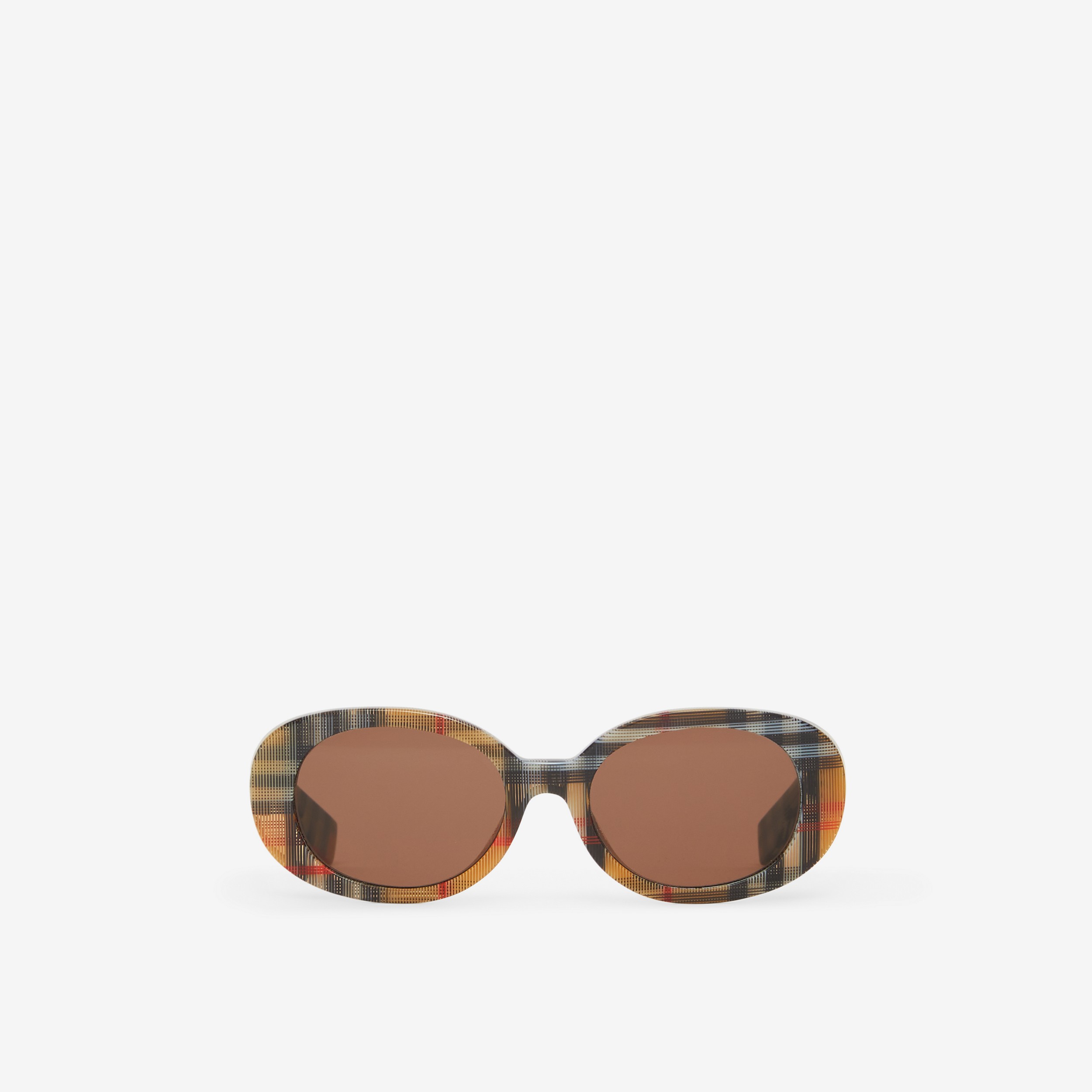 Vintage Check Oval Frame Sunglasses in Antique Yellow - Children | Burberry® Official - 1