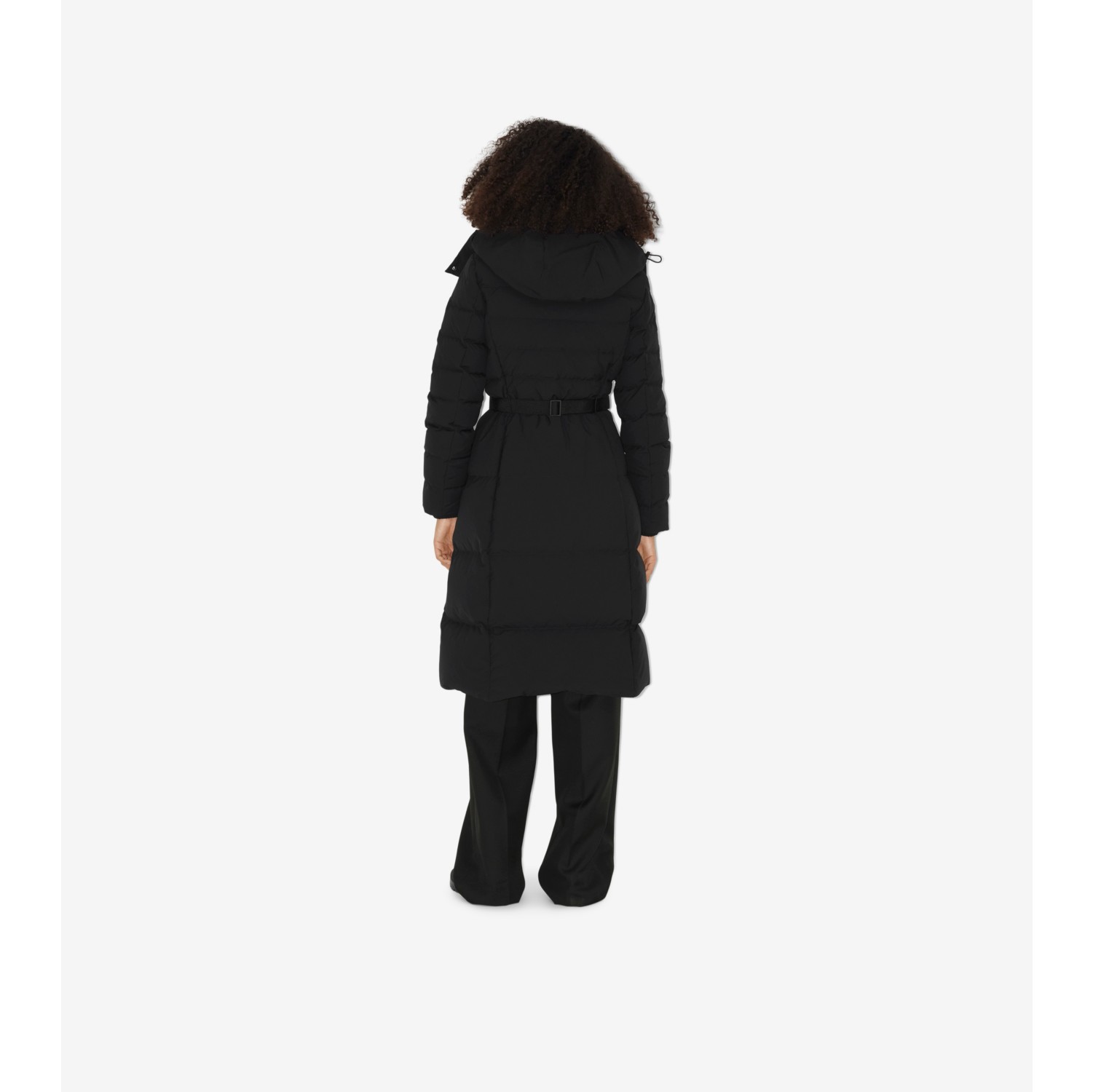 Belted Puffer Coat in Black Women Nylon Burberry Official