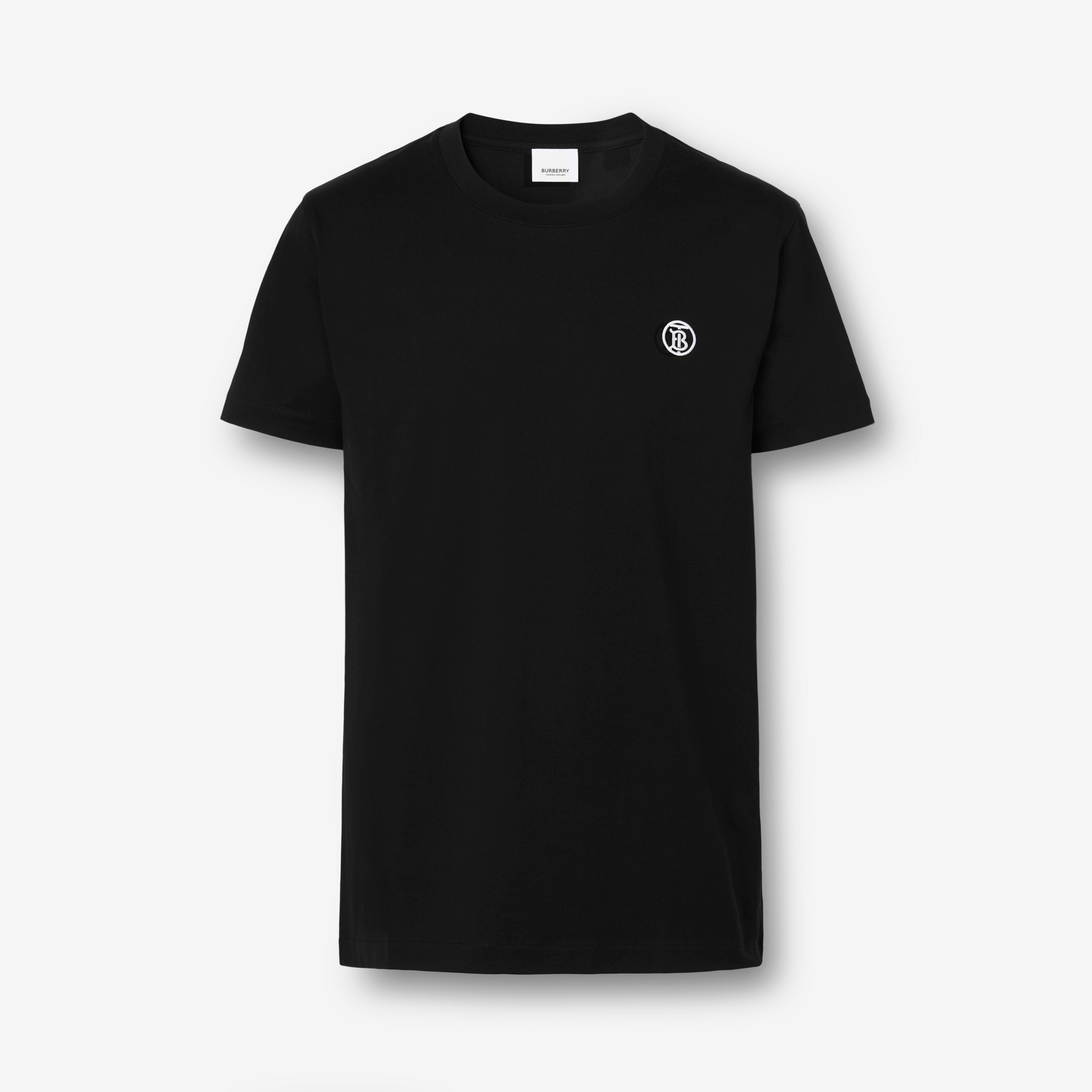 모노그램 모티프 코튼 티셔츠 (블랙) - 남성 | Burberry® - 1