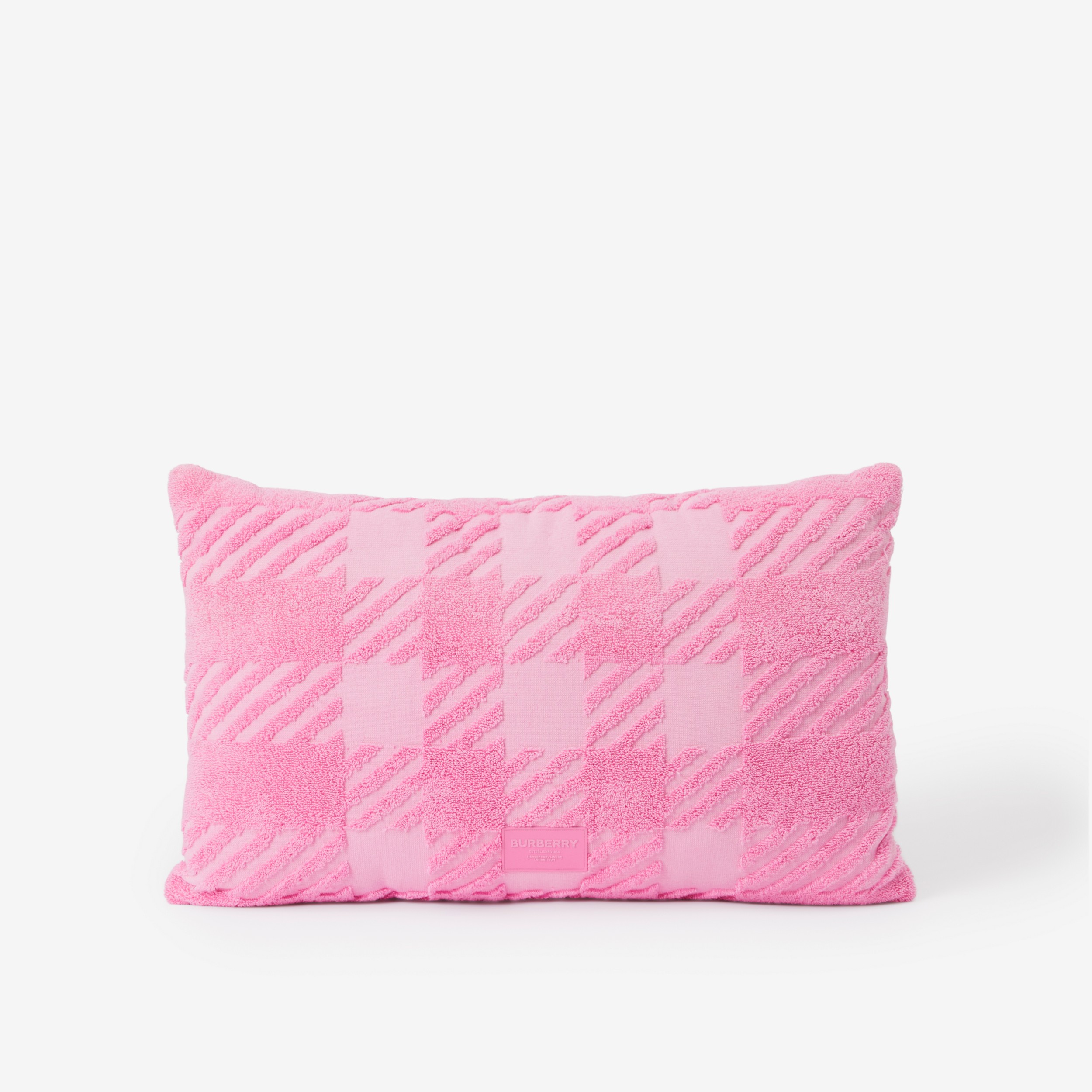 Check Cotton Jacquard Cushion in Bubblegum Pink | Burberry® Official - 1