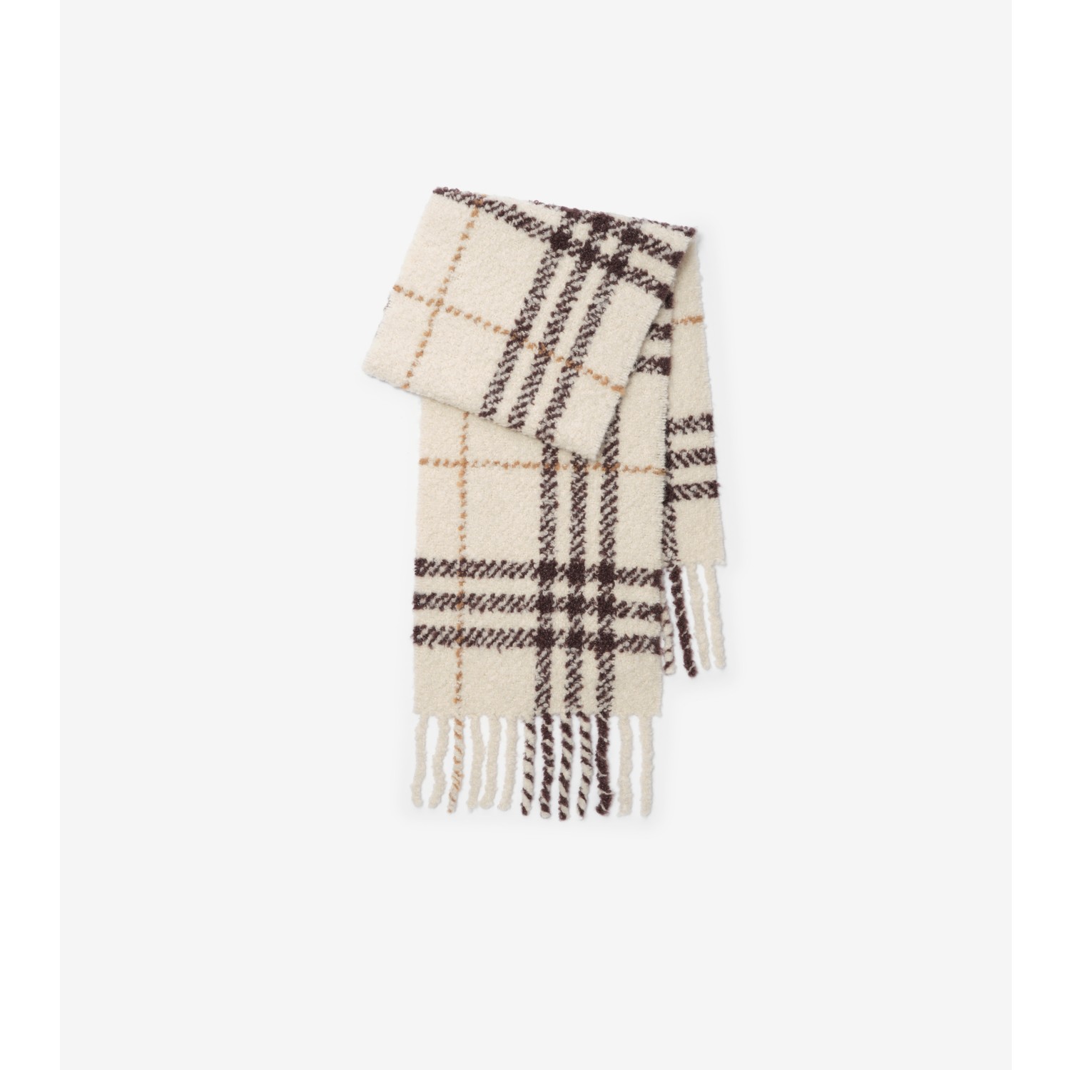 Check Alpaca Wool Blend Bouclé Scarf