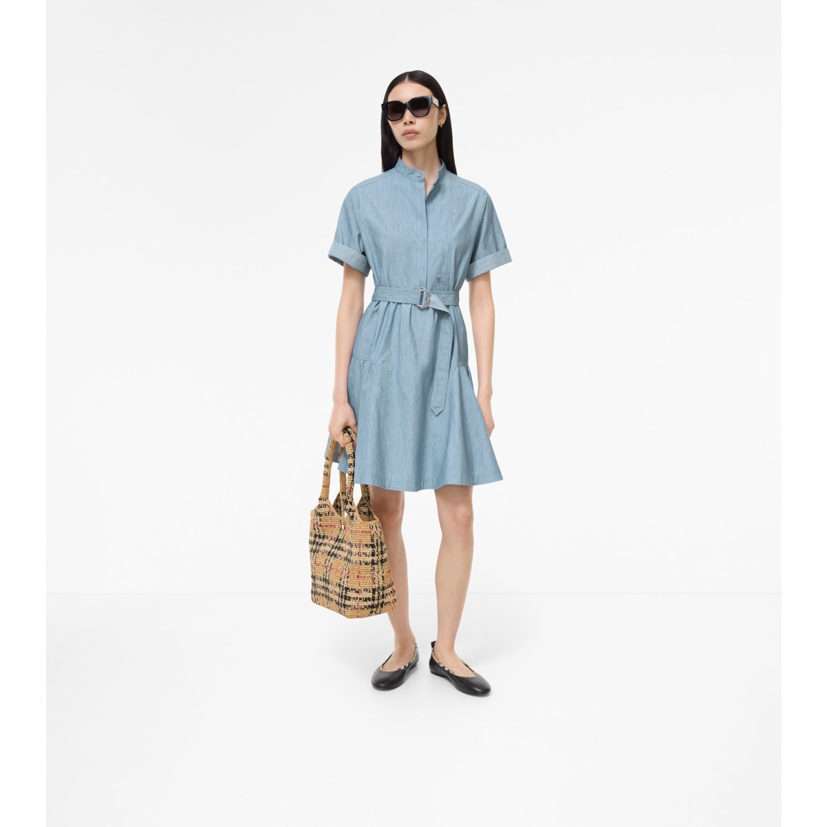  Check Denim Dress