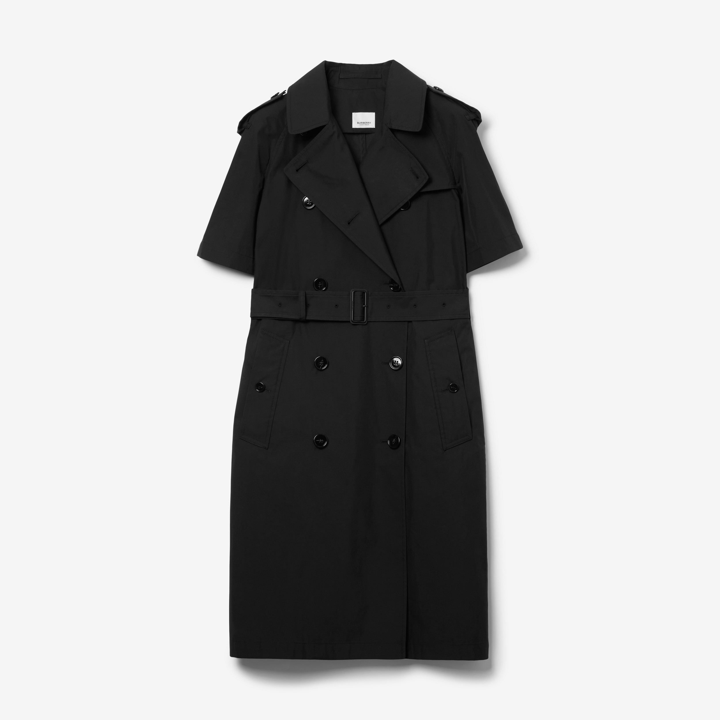 Cotton Blend Trench Dress in Black - Women | Burberry® Official - 1