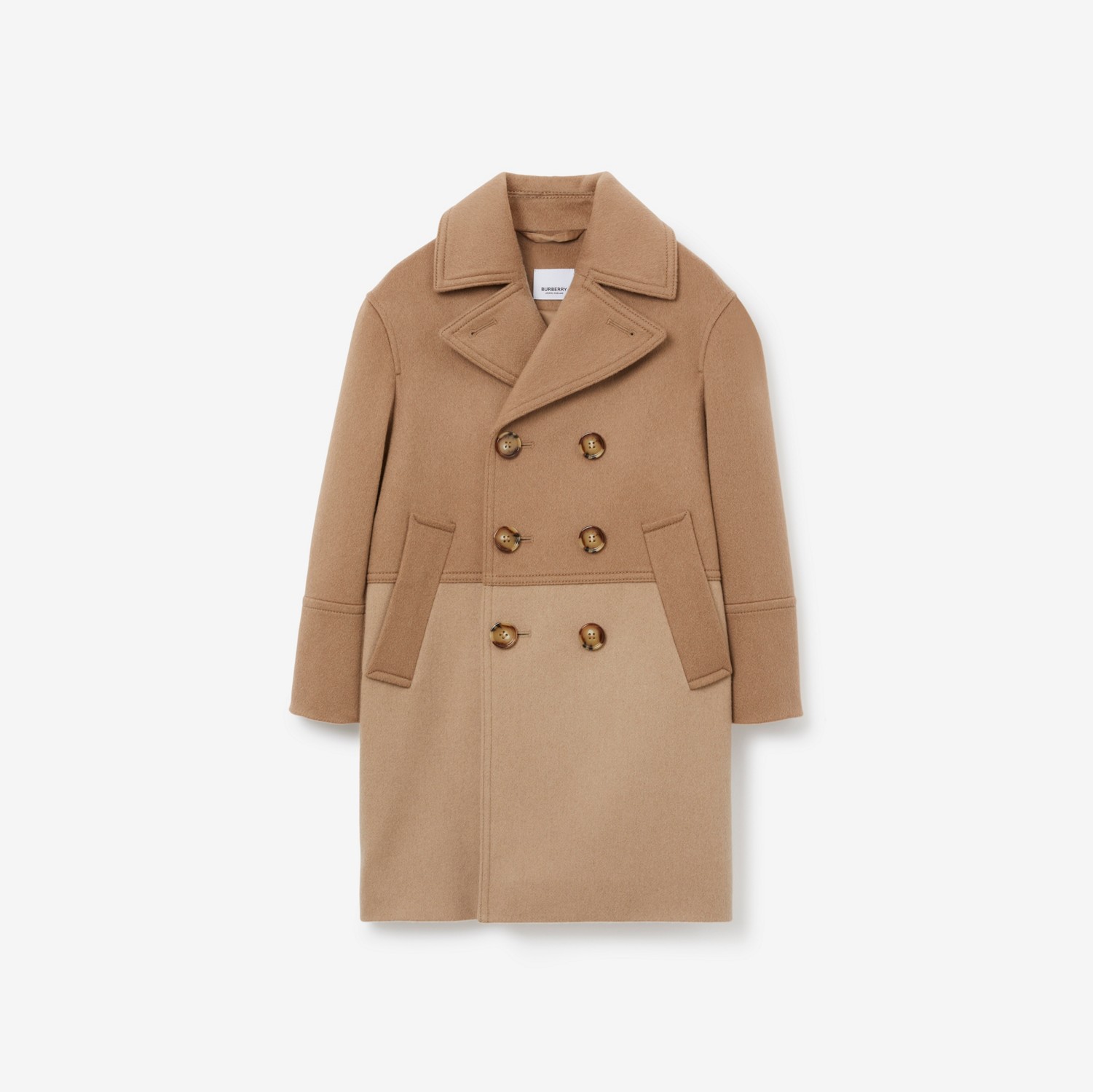 Two-tone Cashmere Wool Coat in Camel | Burberry® Official