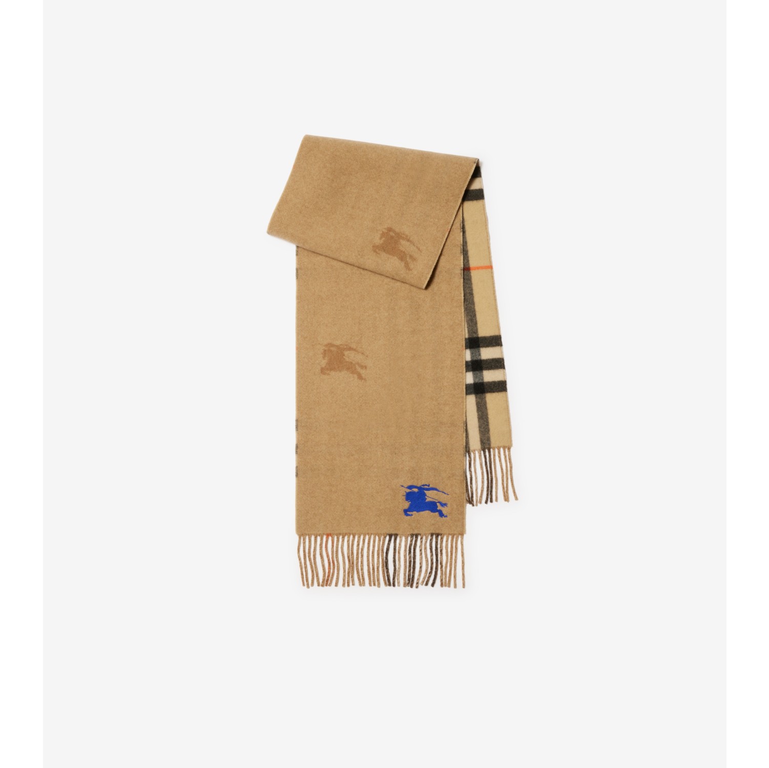 Reversible EKD Check Cashmere Scarf in Sand Burberry Official