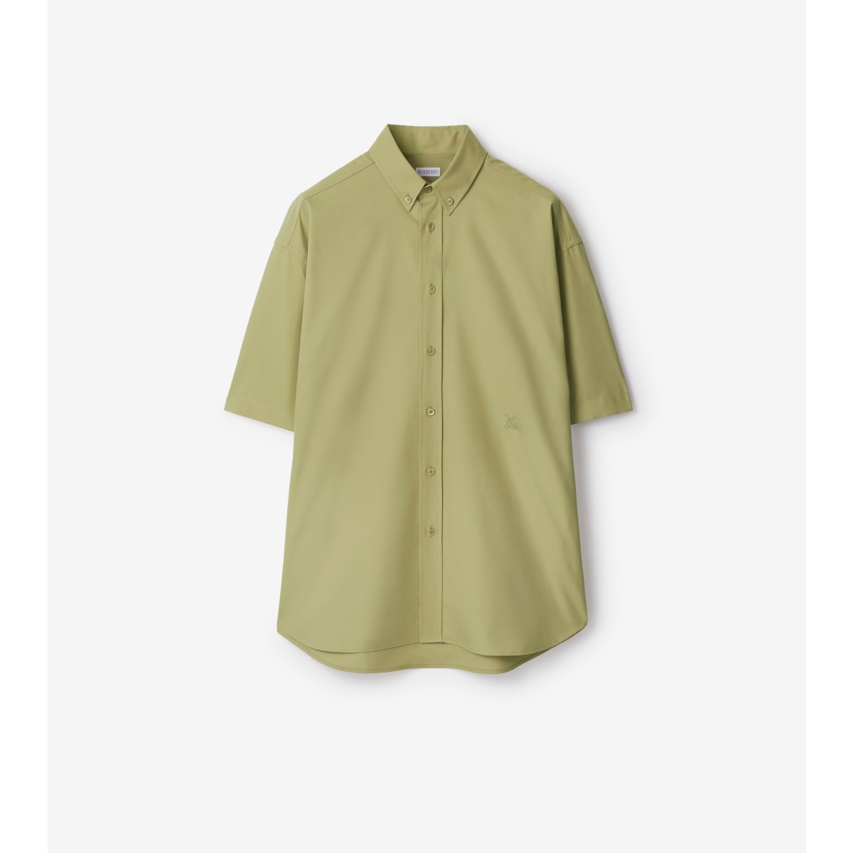 Burberry Logo-embroidered Poplin Shirt In Hunter