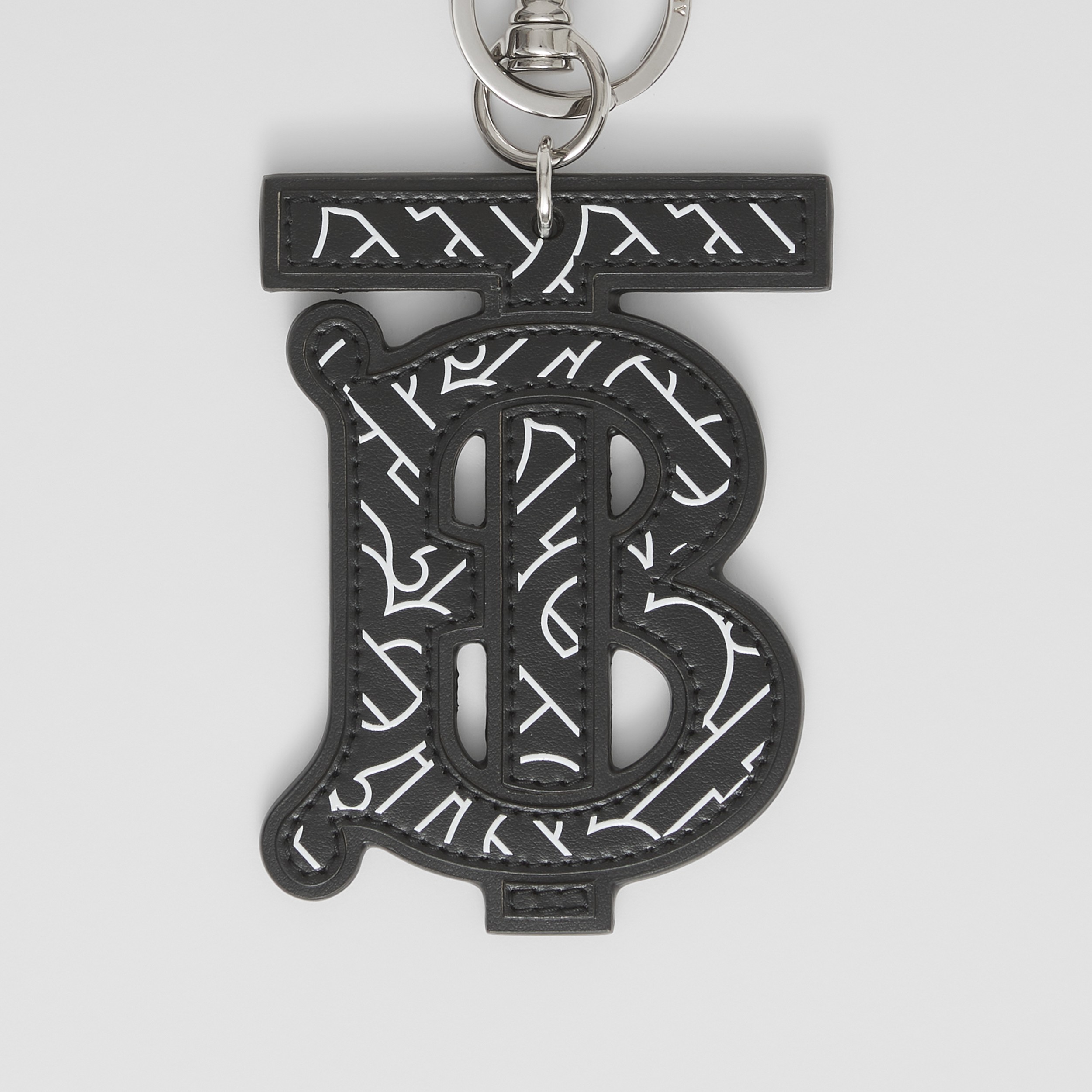 Monogram Motif Leather Key Ring in Black/white - Men | Burberry® Official - 2