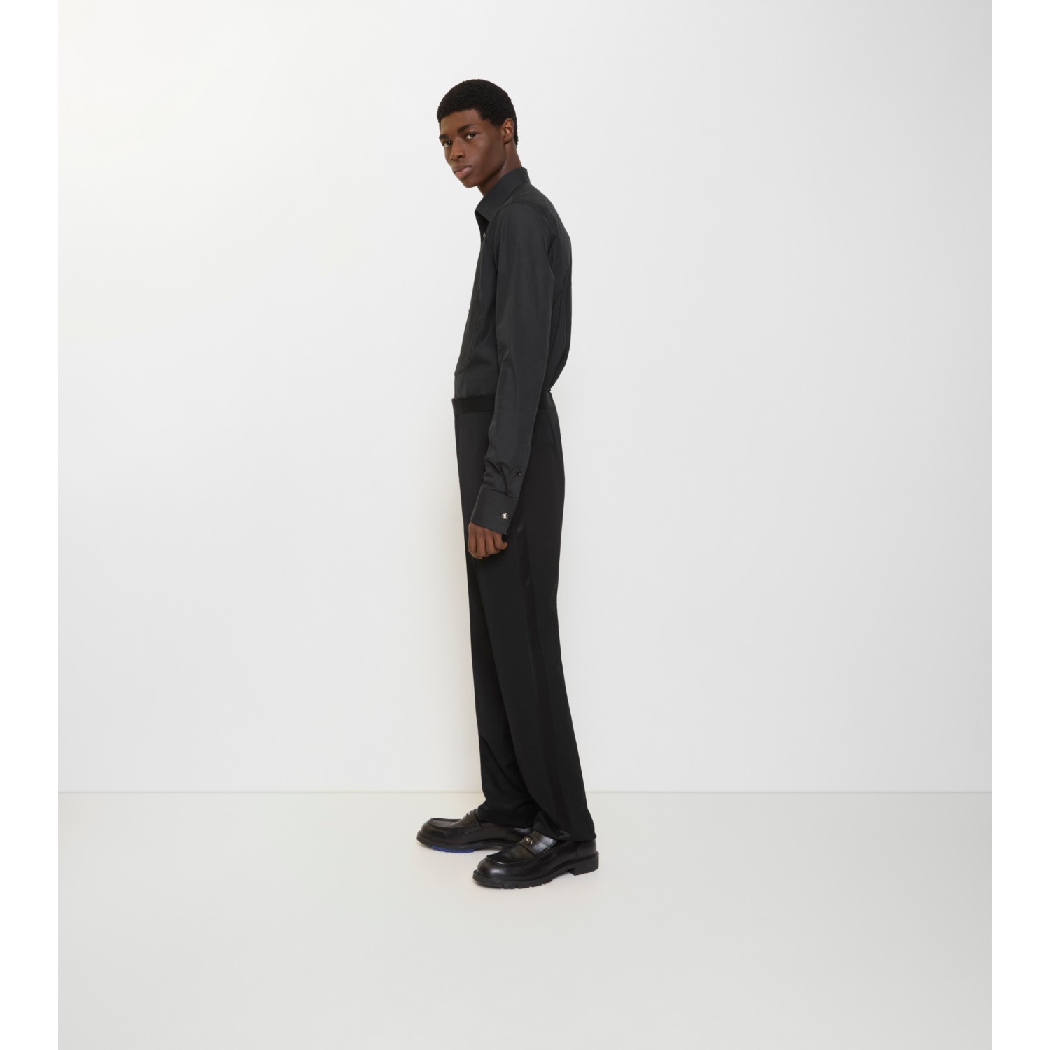 Grain de Poudre Wool Tuxedo Trousers - thumbnail 3